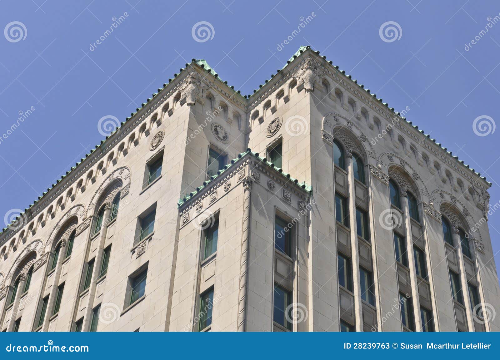 Montreal Building with Lion Stone Carvings Stock Image Image of