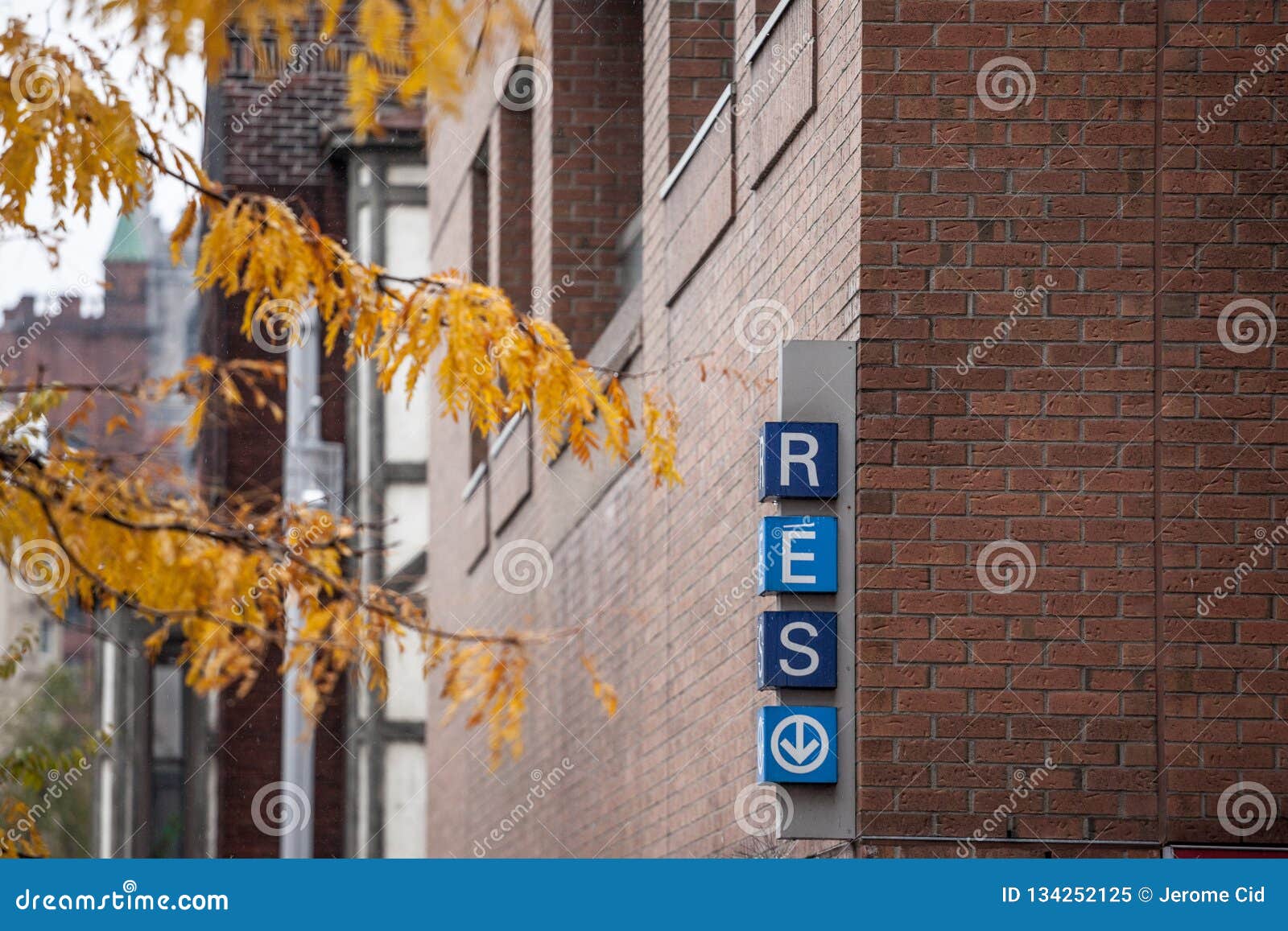 Reso Logo in Front of One of Its Entry in Dowtown Montreal, Quebec