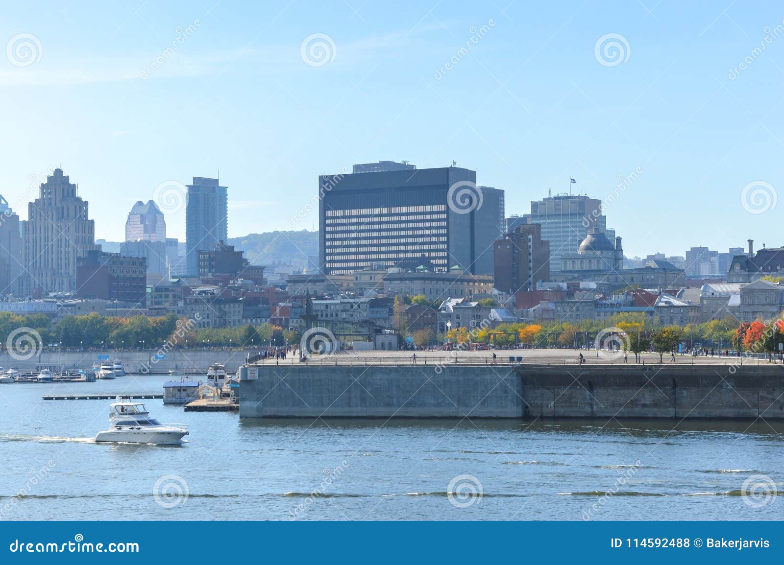 Montreal Downtown Skyline and Boats Editorial Stock Photo Image of
