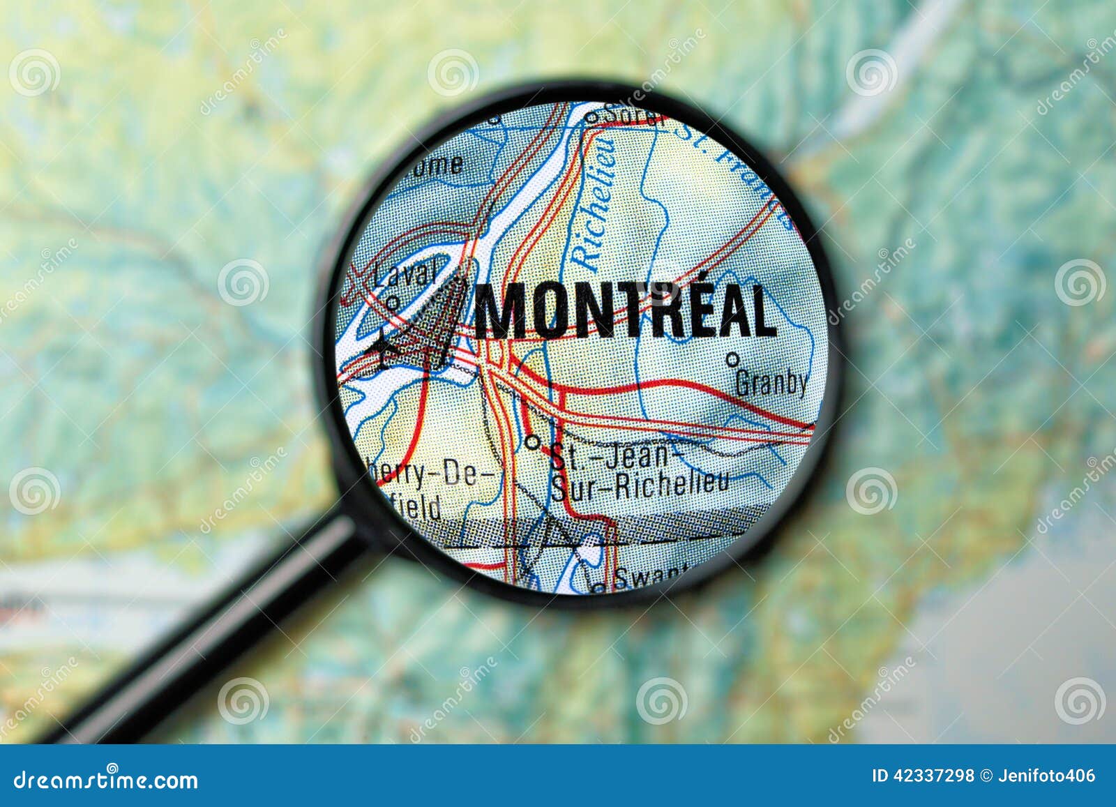 montreal magnified on a map