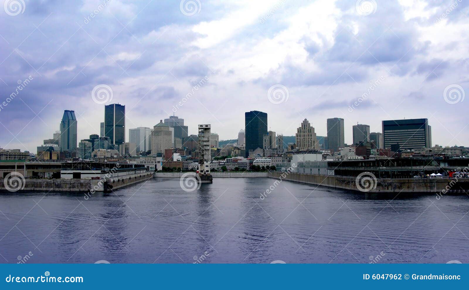 Montreal port and skyline stock photo. Image of river 6047962