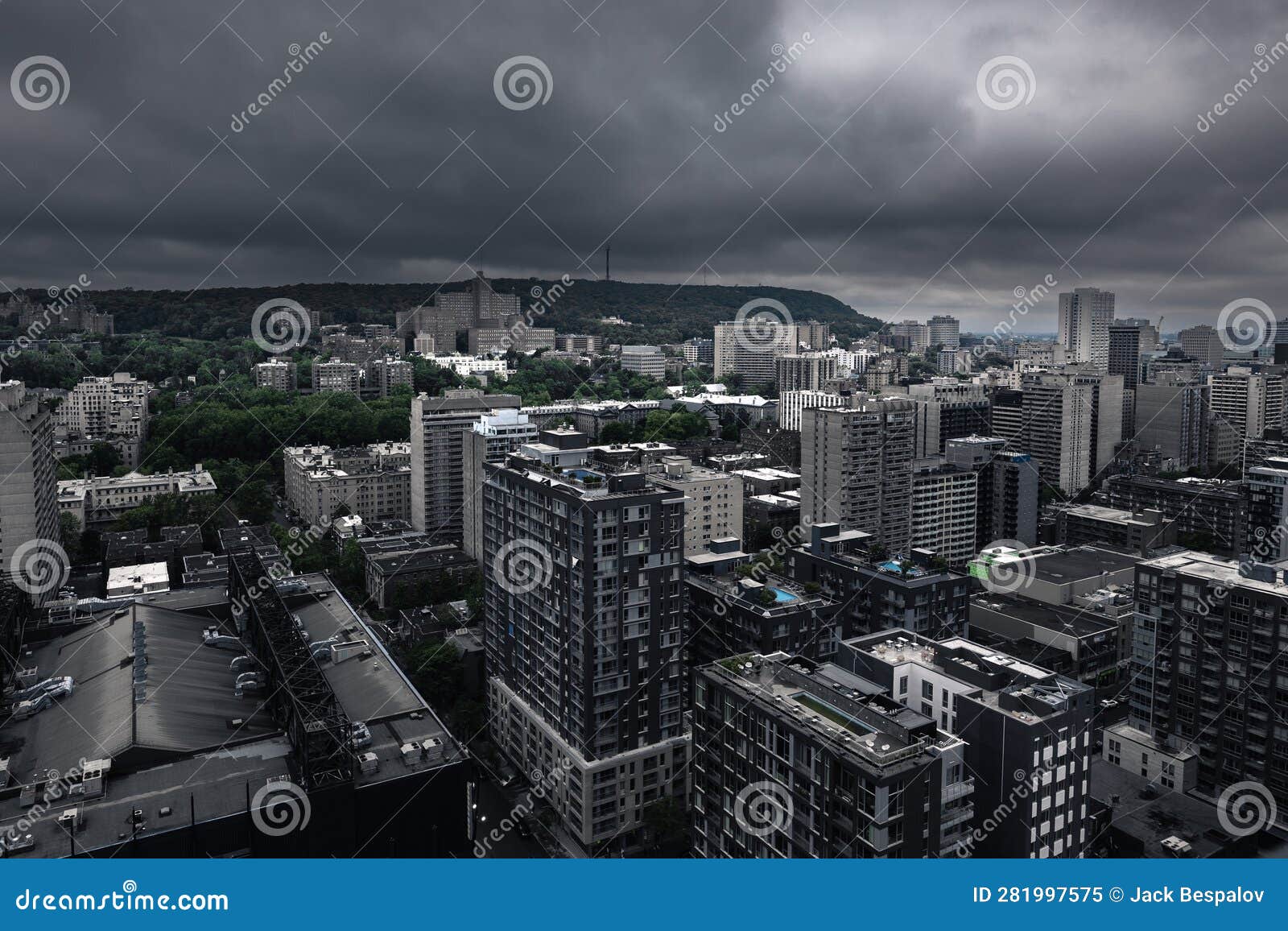 Montreal Rooftop View of the Downtown Stock Image Image of colorful