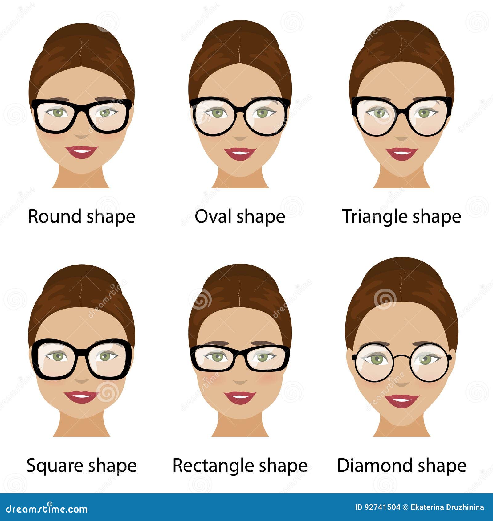 Montures De Lunettes Et Formes De Visage De Femmes Illustration de