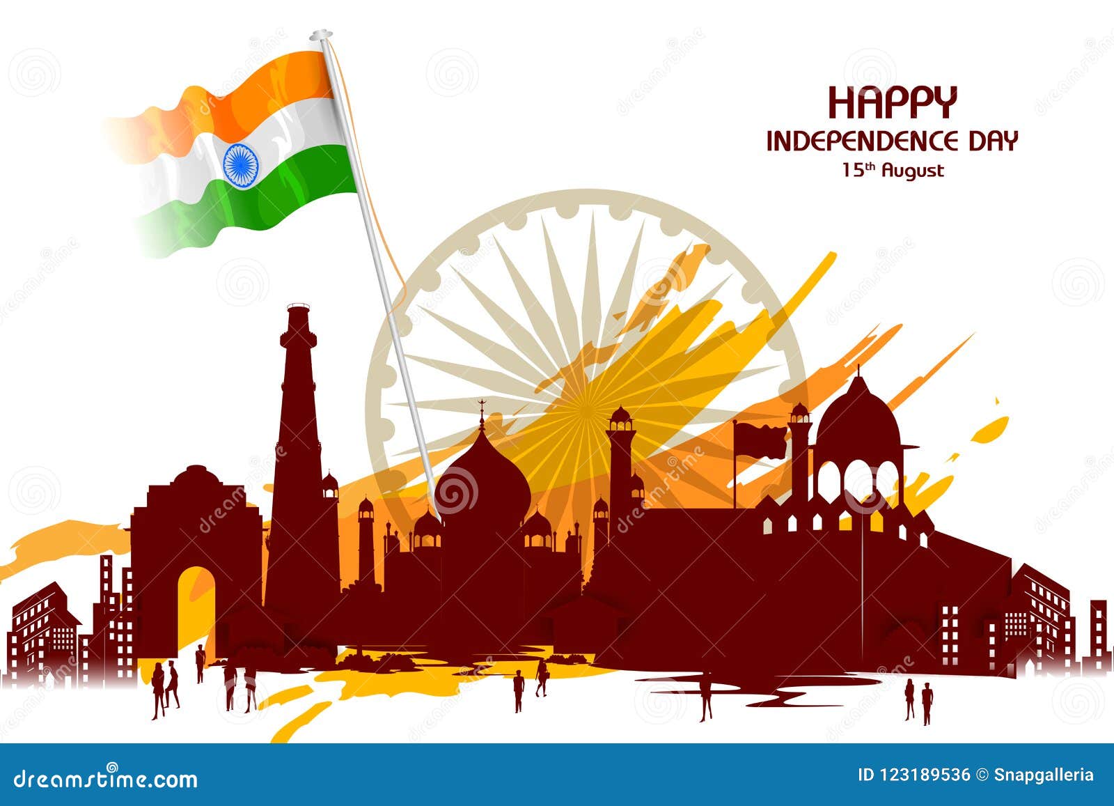 Monument and Landmark of India on Indian Independence Day Celebration  Background Stock Vector - Illustration of design, green: 123189536