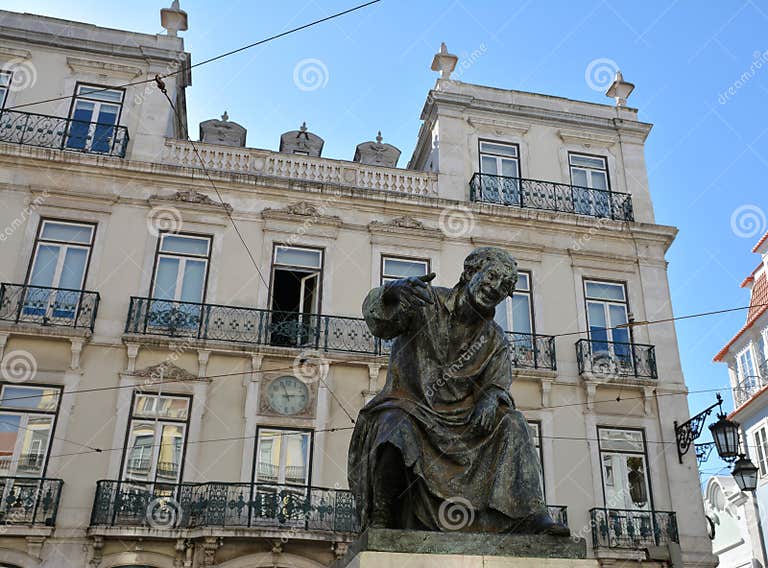 Monument of the Portuguese Poet Antonio Ribeiro in Chiado District ...