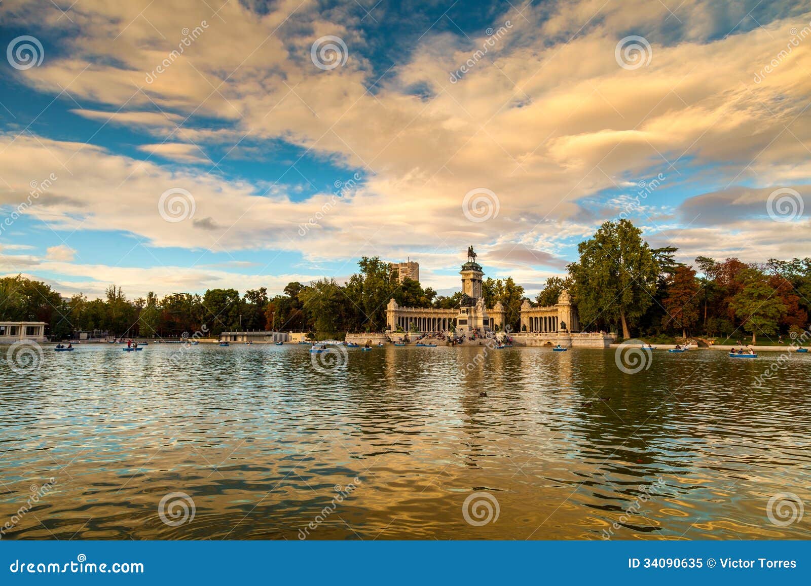 monument to alfonso xii in the parque de buen retiro in madird