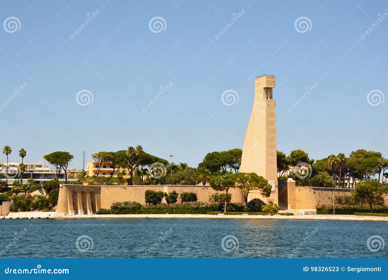 monument to the sailor of italy monumento al marinaio d`italia in brindisi city, apulia, southern italy
