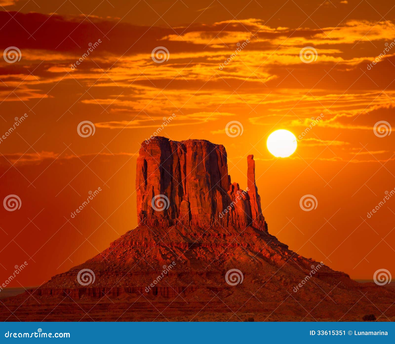 monument valley west mitten at sunrise sky