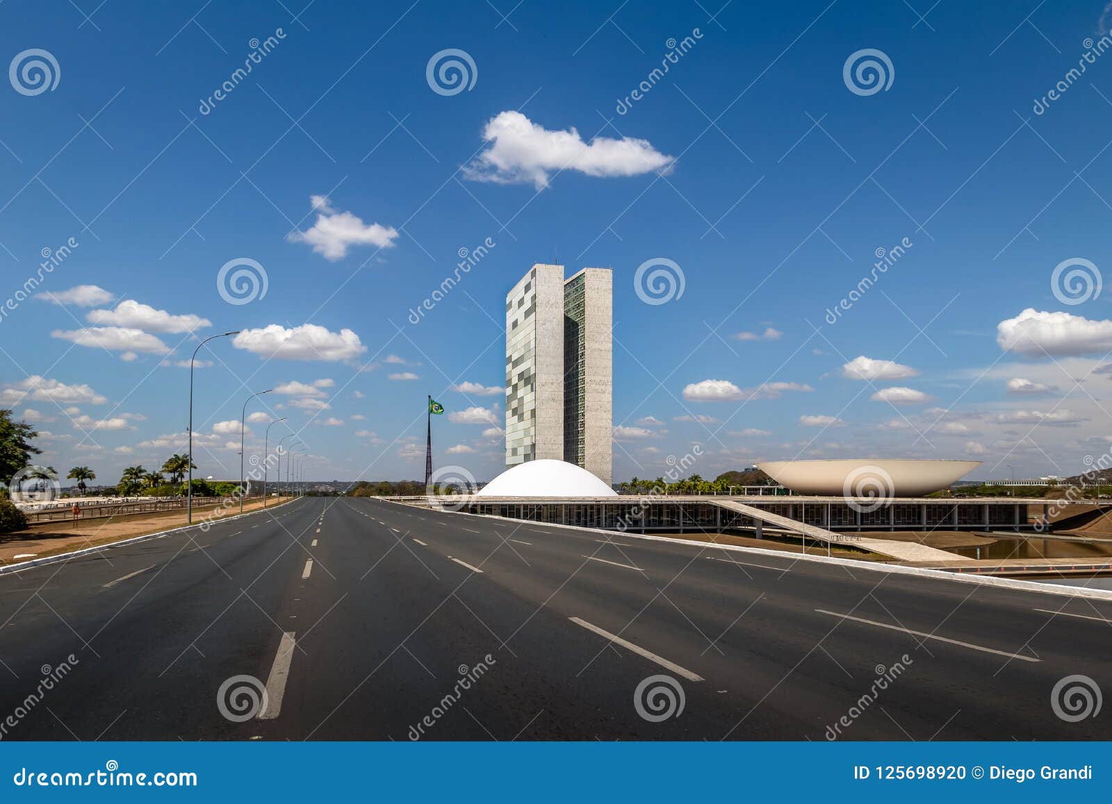 Monumental Axis Avenue and Brazilian National Congress - Brasilia