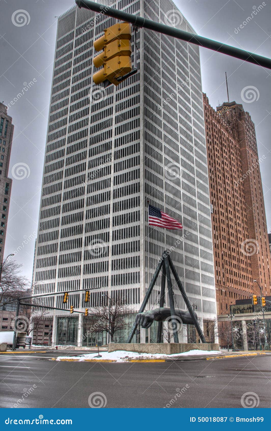 Monumento a Joe Louis en Detroit céntrica Michigan