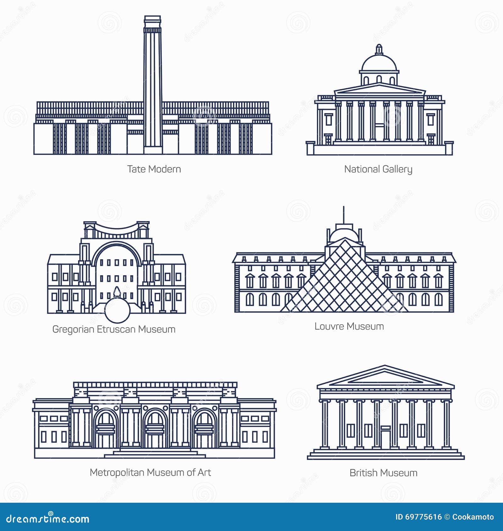 Monuments Thin Line Vector Icons. Stock Vector - Illustration of ...