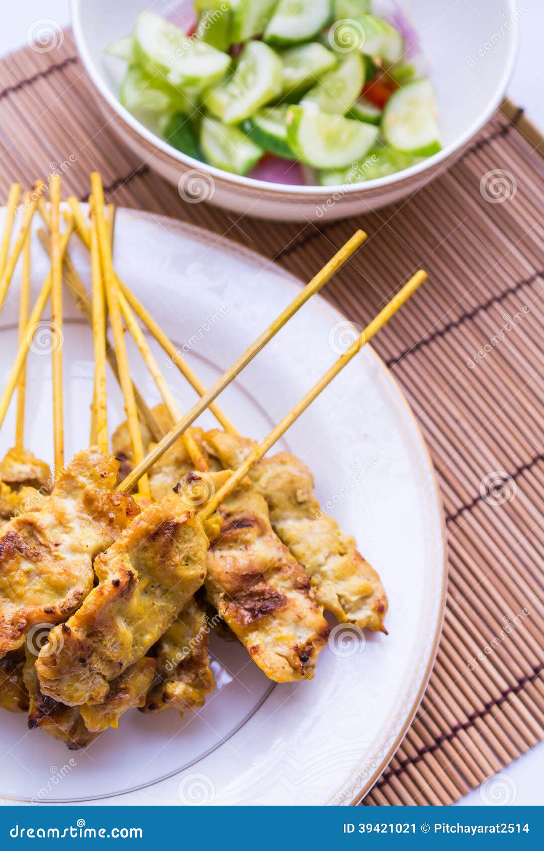 Moo Satay, Pork Satay, Thai Cuisine Stock Image Image of background