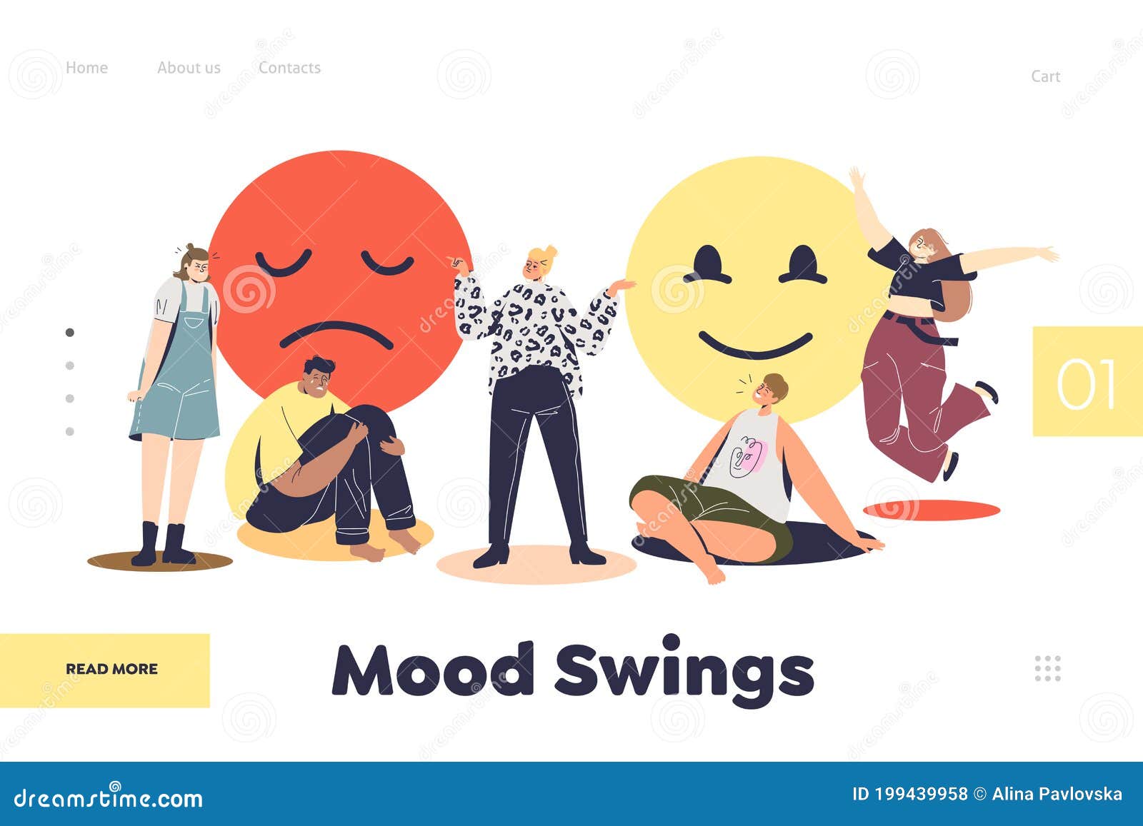 Mood Swings Control, Cute Little Teenager Boy And Girl Characters ...