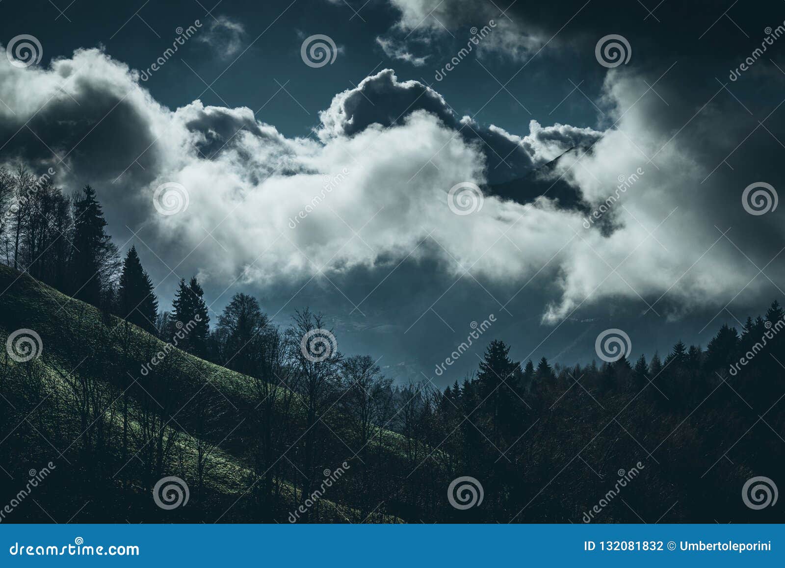 Moody weather in mountain stock photo. Image of nature 132081832