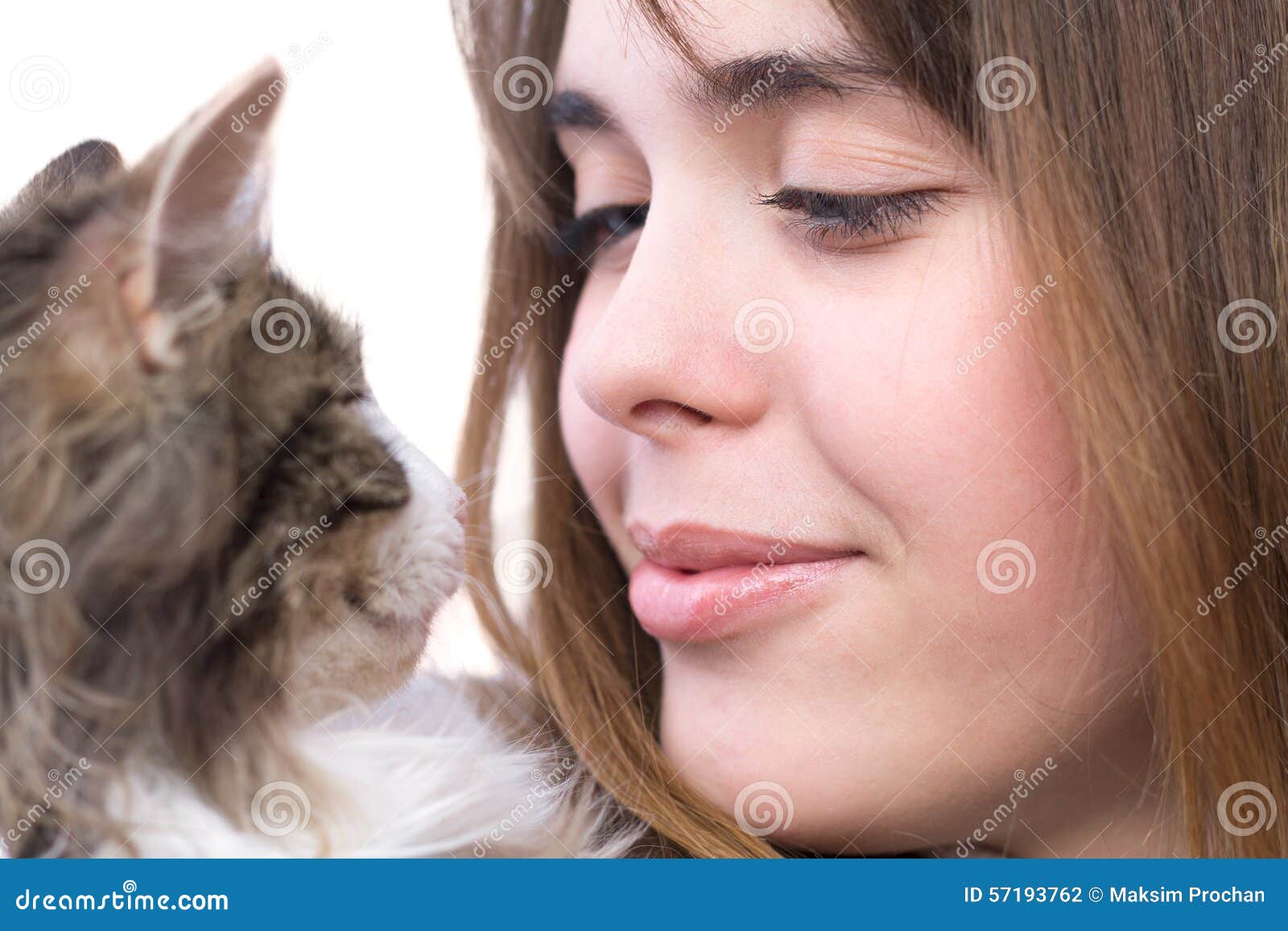 Mooi Meisje Met Pluizig Katje in Haar Wapens Stock Foto - Image of ...