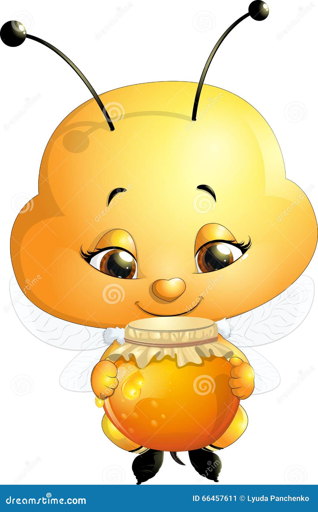 Mooie bij die honing eet vector illustratie. Illustration of geel