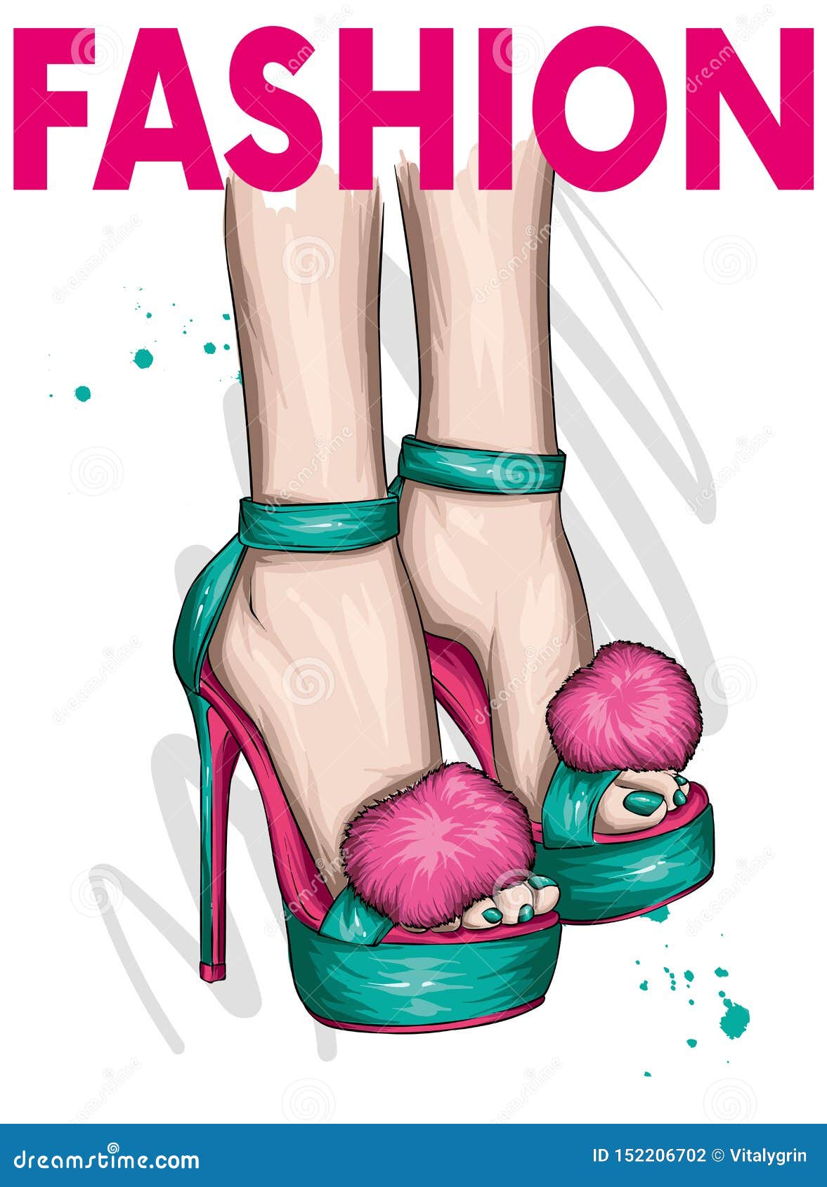 Amfibisch Wijzigingen van Oeps Mooie, Stijlvolle Damesschoenen Met Bont Trendy-sandalen Met Hoge Hakken  Modestuk En Stijl, Kleding En Toebehoren Vector Illustratie - Illustration  of achtergrond, kleurrijk: 152206702