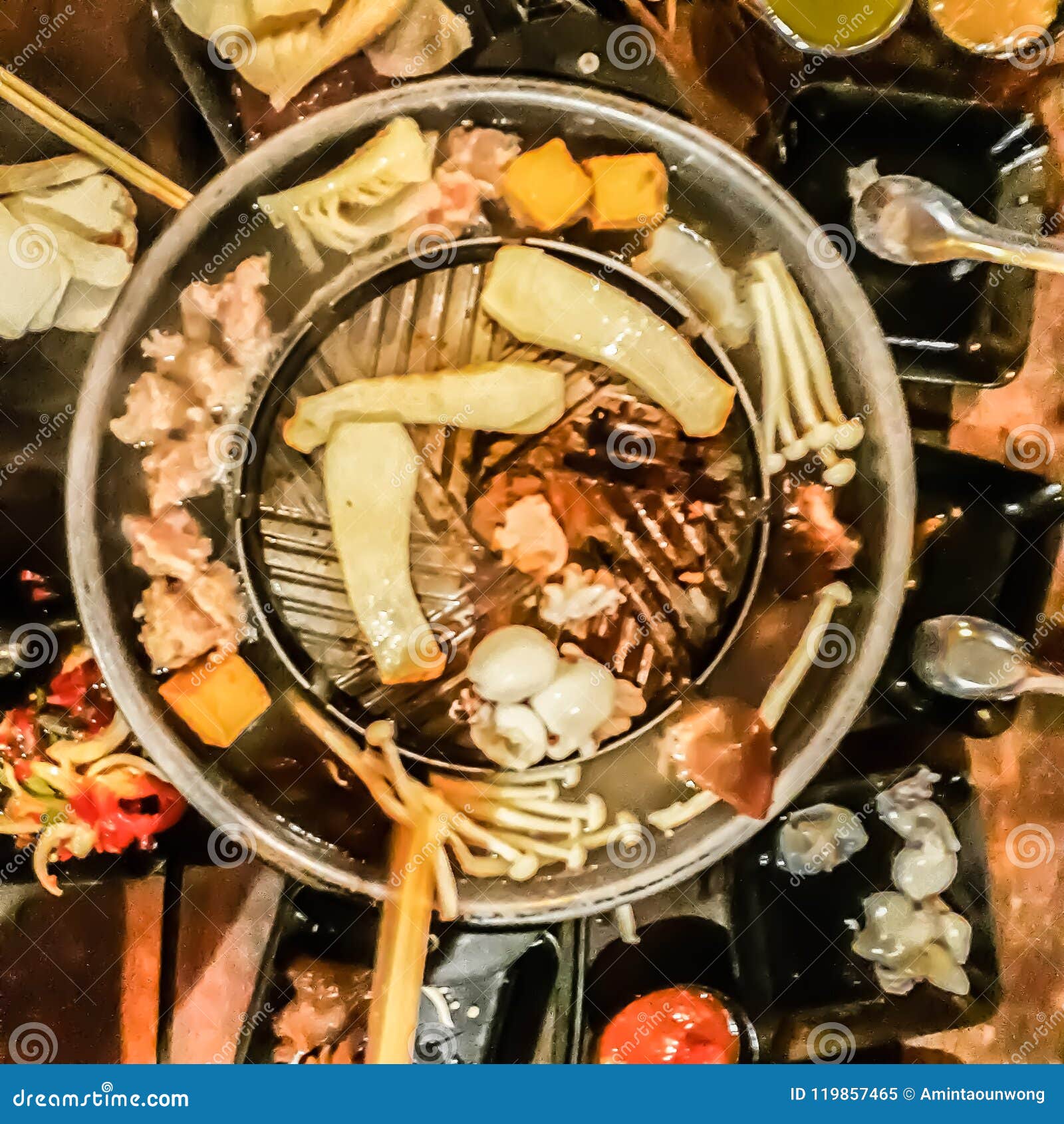 Grill Barbecue On Pan And Hot Pot Street Buffet Thai Style (selective  Focus). Stock Photo, Picture and Royalty Free Image. Image 139637365.