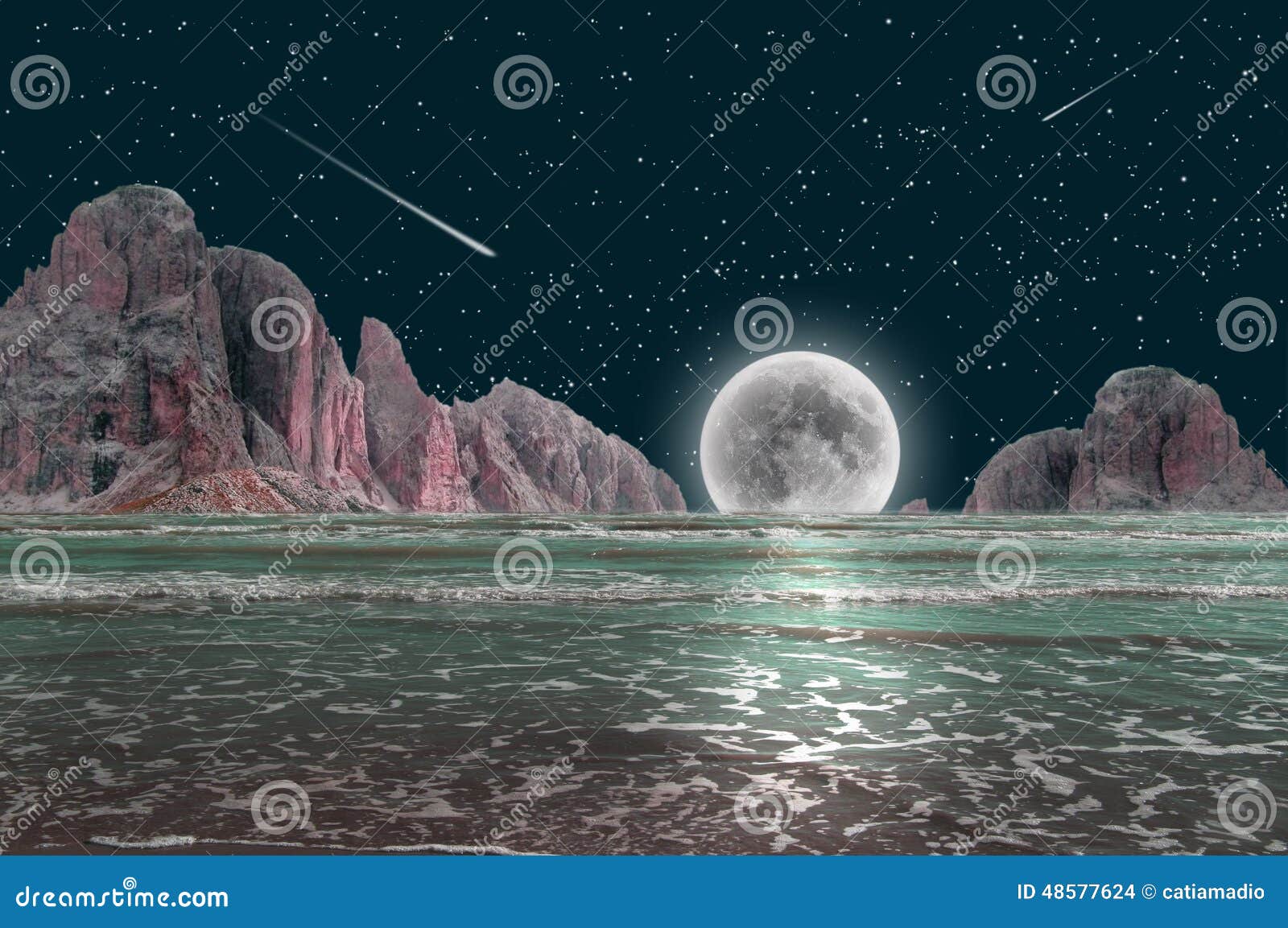 Moolight night scenery stock photo. Image of fantastic - 48577624