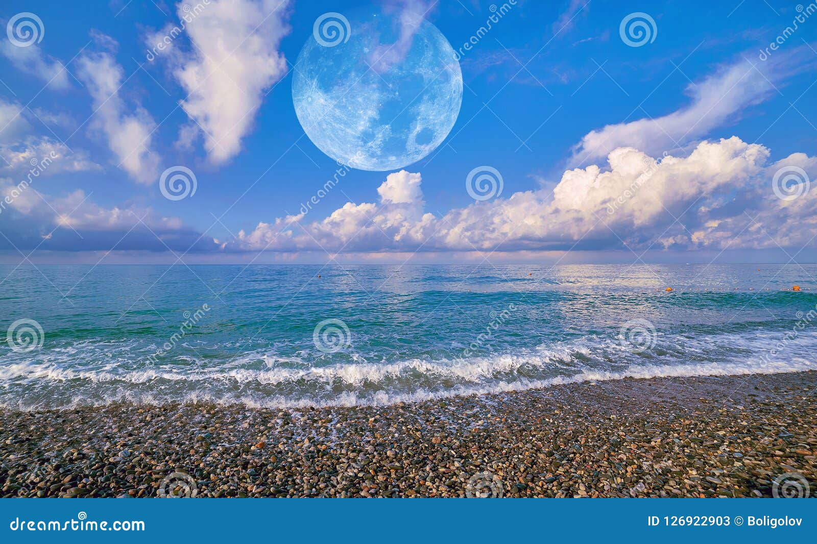 Moon Collage of Green Glowing Sunny Waves of Black Sea with Reflections of  Blue Sky Stock Image - Image of liquid, glowing: 126922903
