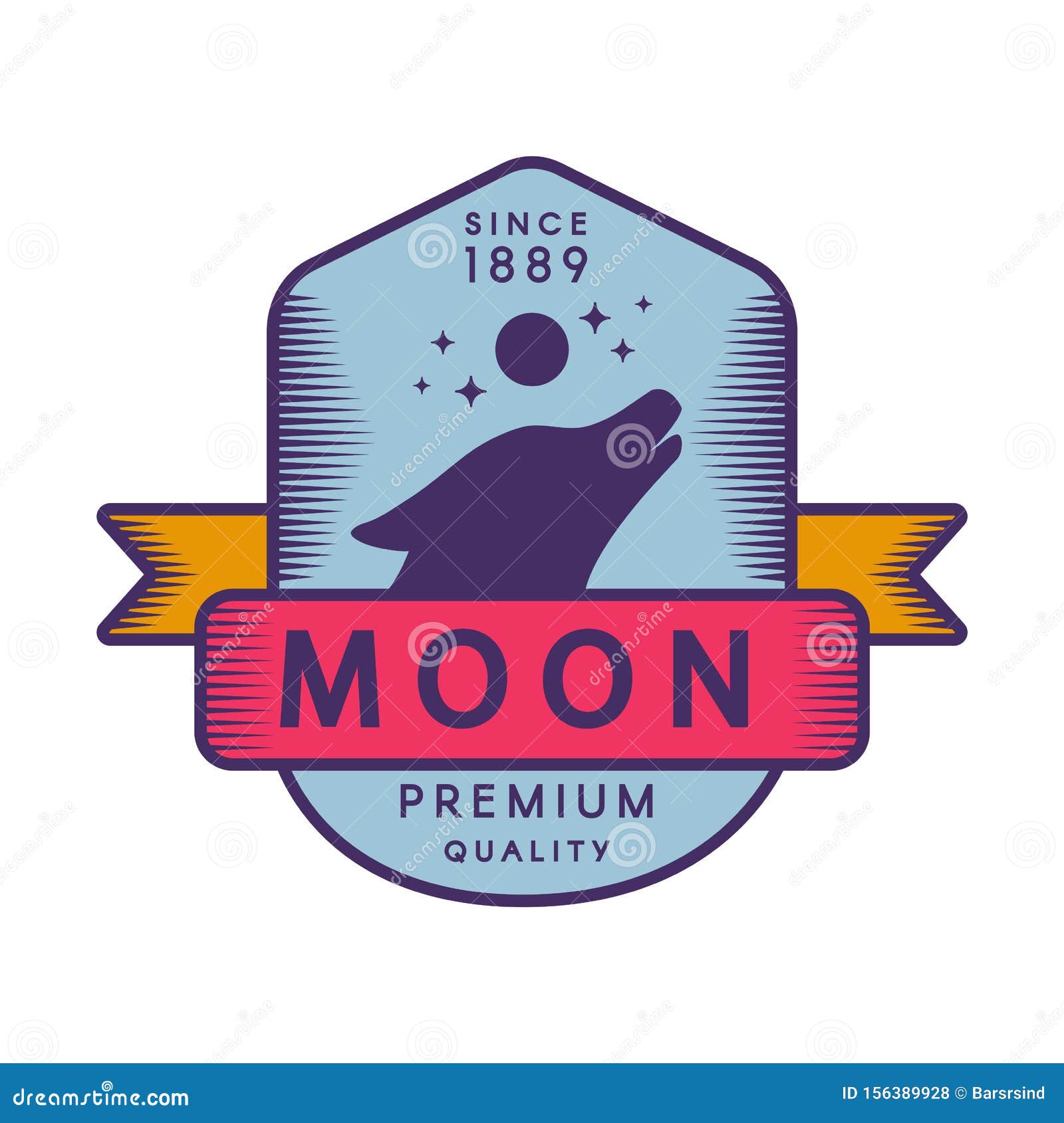 Moon Color Retro Logo Template Stock Illustration - Illustration of ...