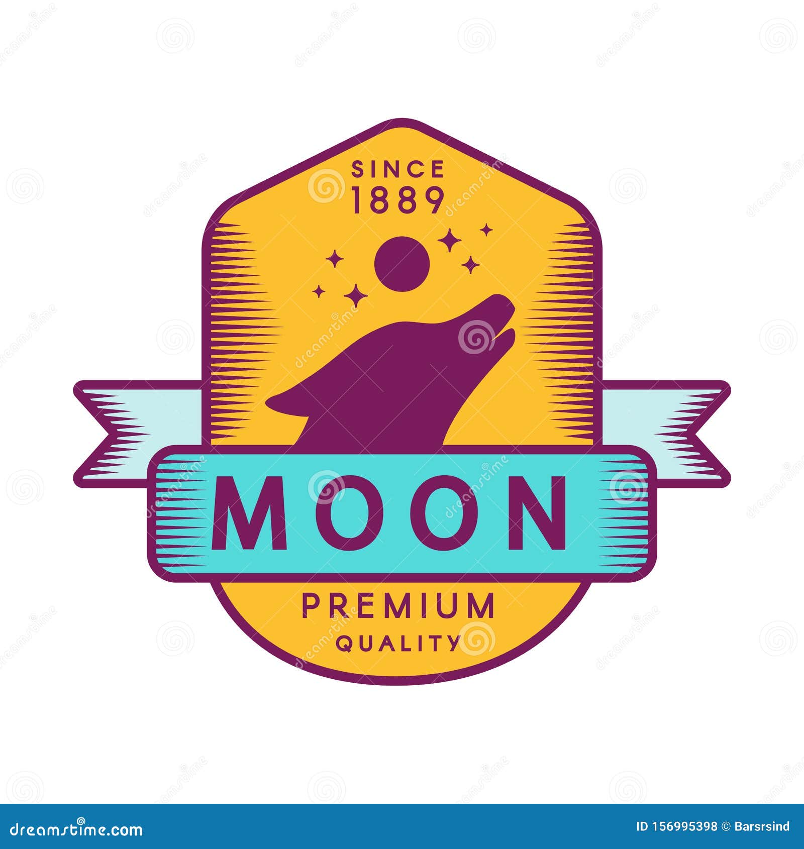 Moon Color Retro Logo Template Stock Illustration - Illustration of ...