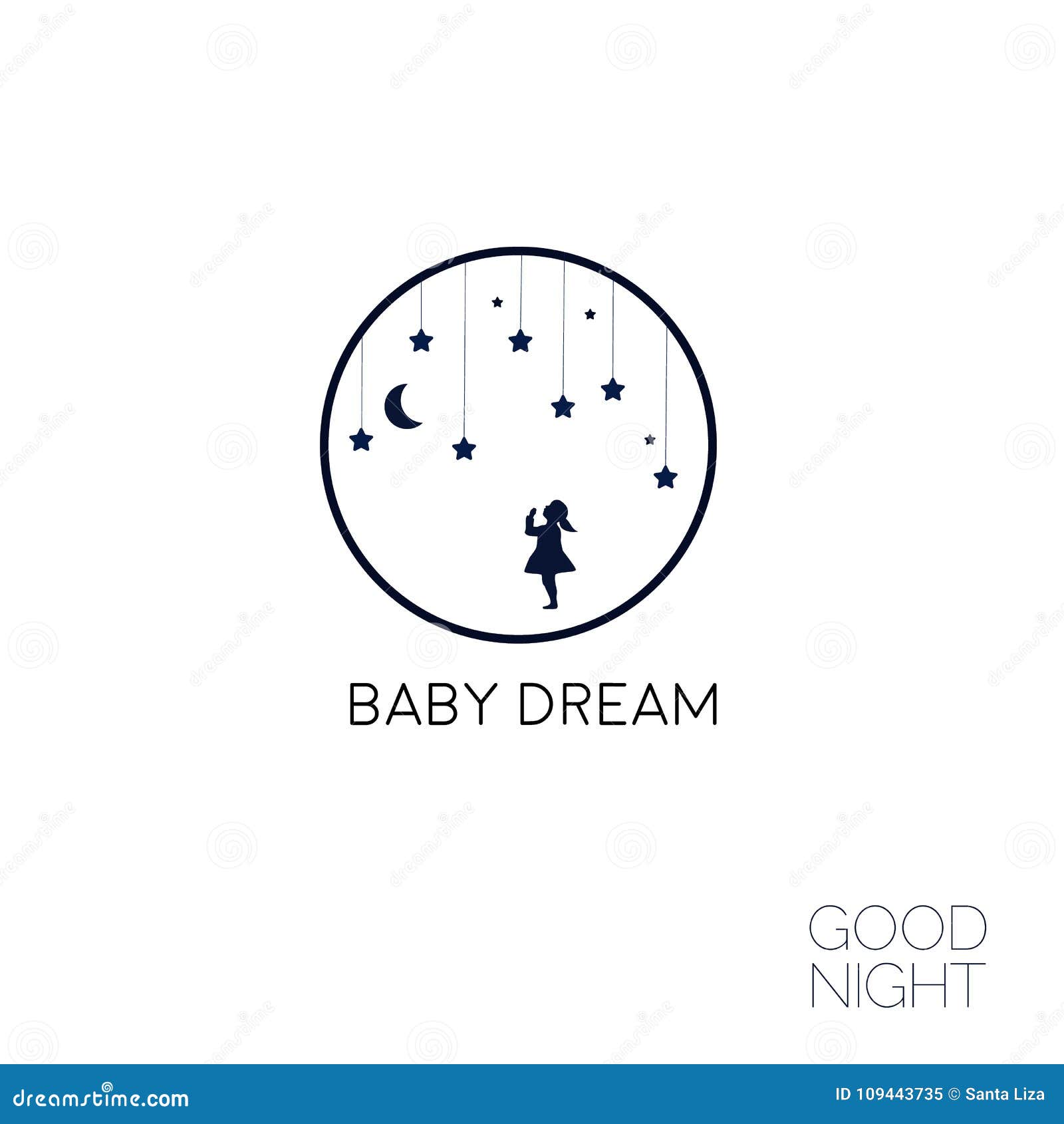 Moon And Dreaming Baby Logo Good Night Vector Illustration Eps8