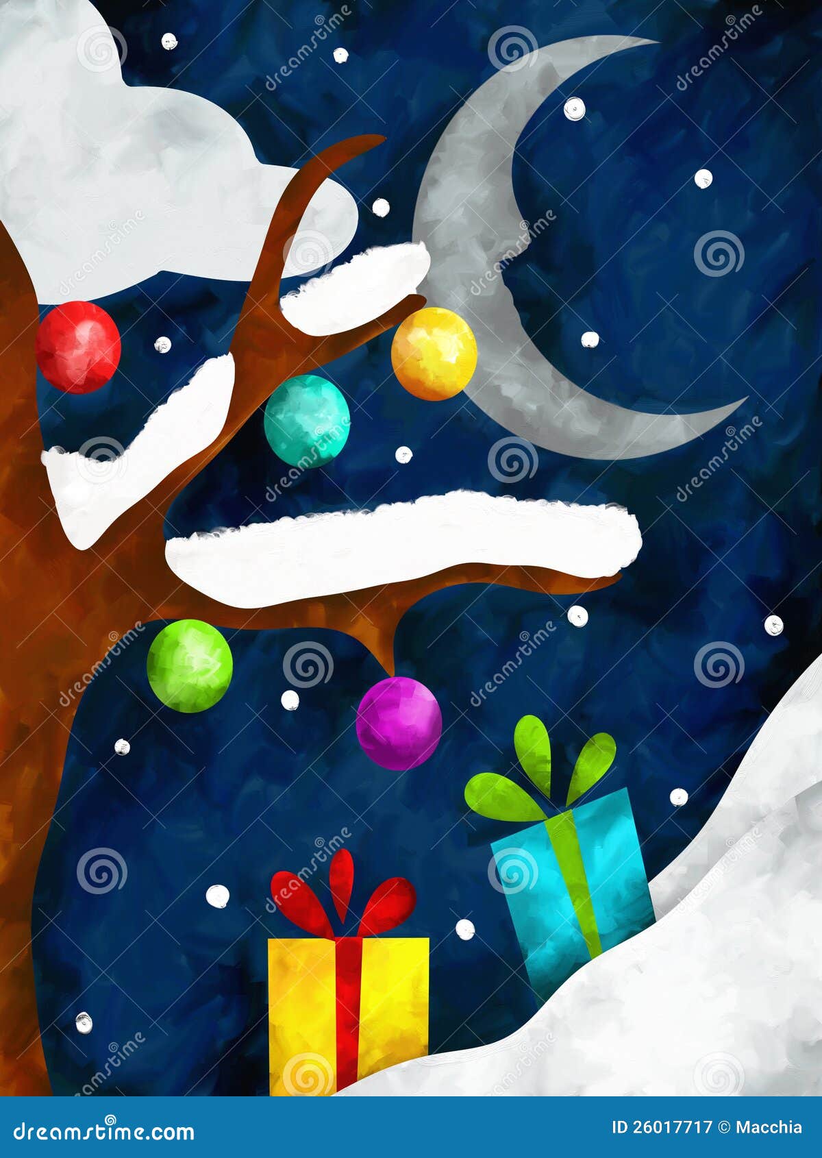 Moon and gifts stock illustration. Illustration of painting - 26017717