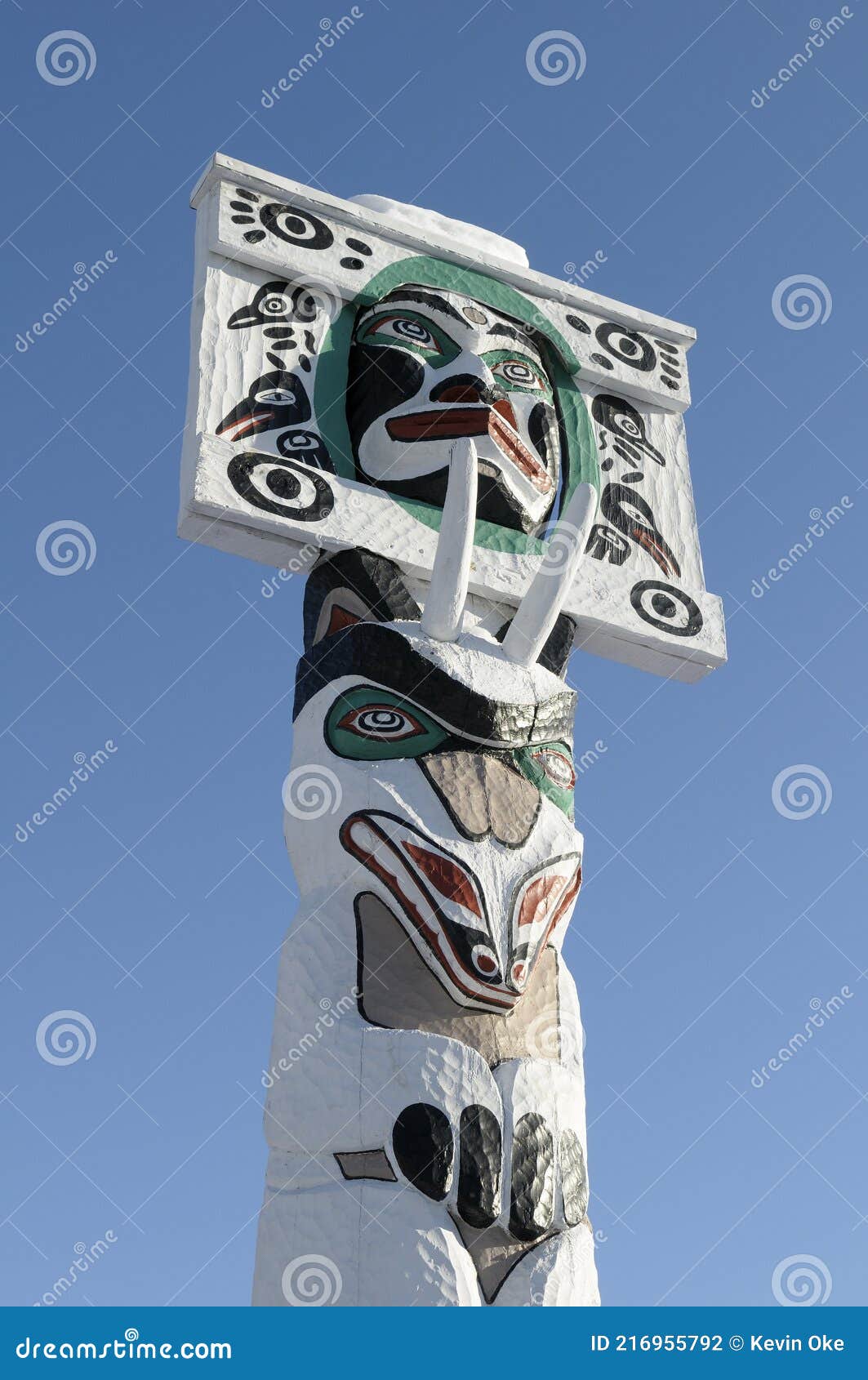 Moon with Human Spirit Face Above Mountain Goat Above Bear Holding ...