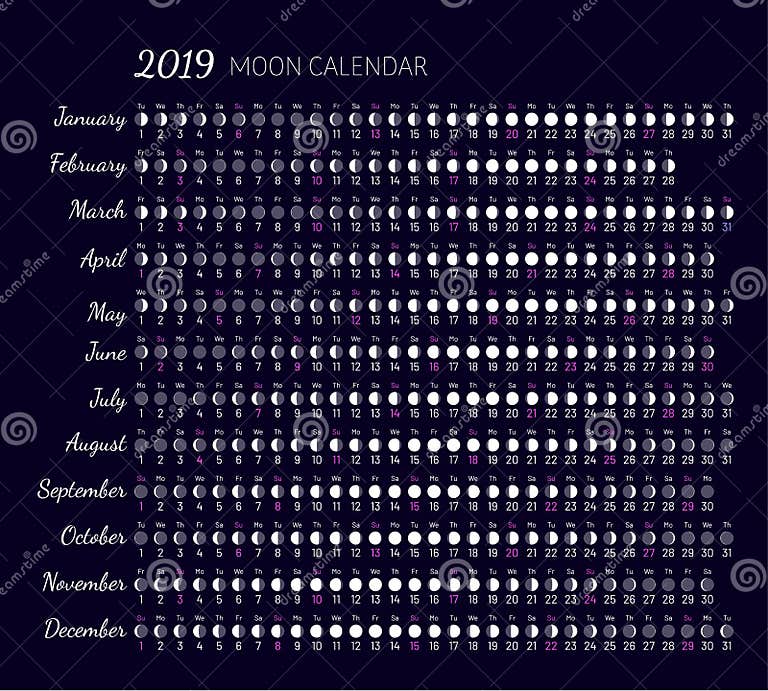 Moon Illumination and Moon Age Stock Vector Illustration of shadow