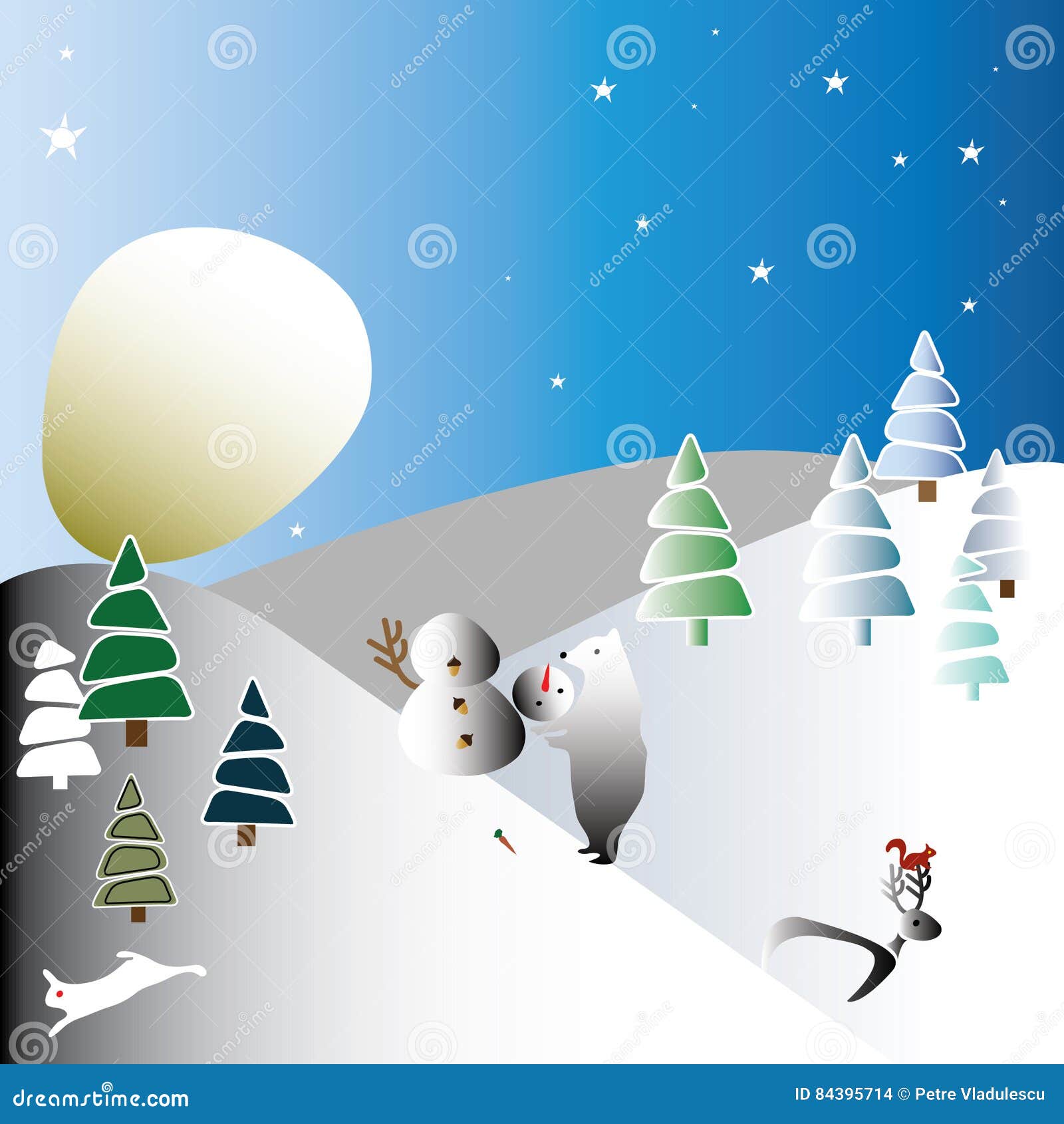 The Moon Like a Huge Snowball Stock Vector - Illustration of happy, green:  84395714, image size:1600x1690