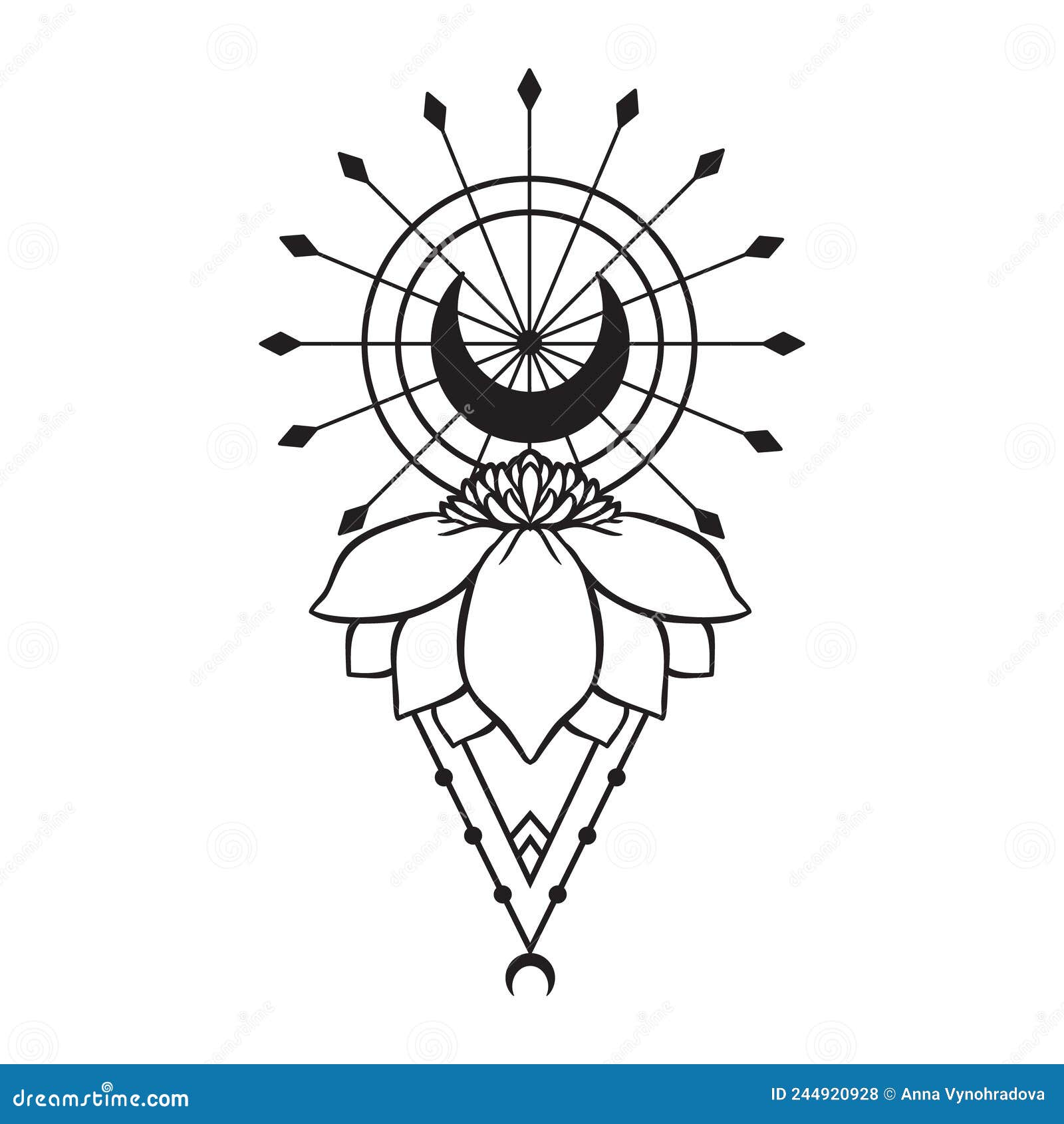 Moon Mystical. Mandala Lotus Logo. Vector Illustration Stock Vector ...