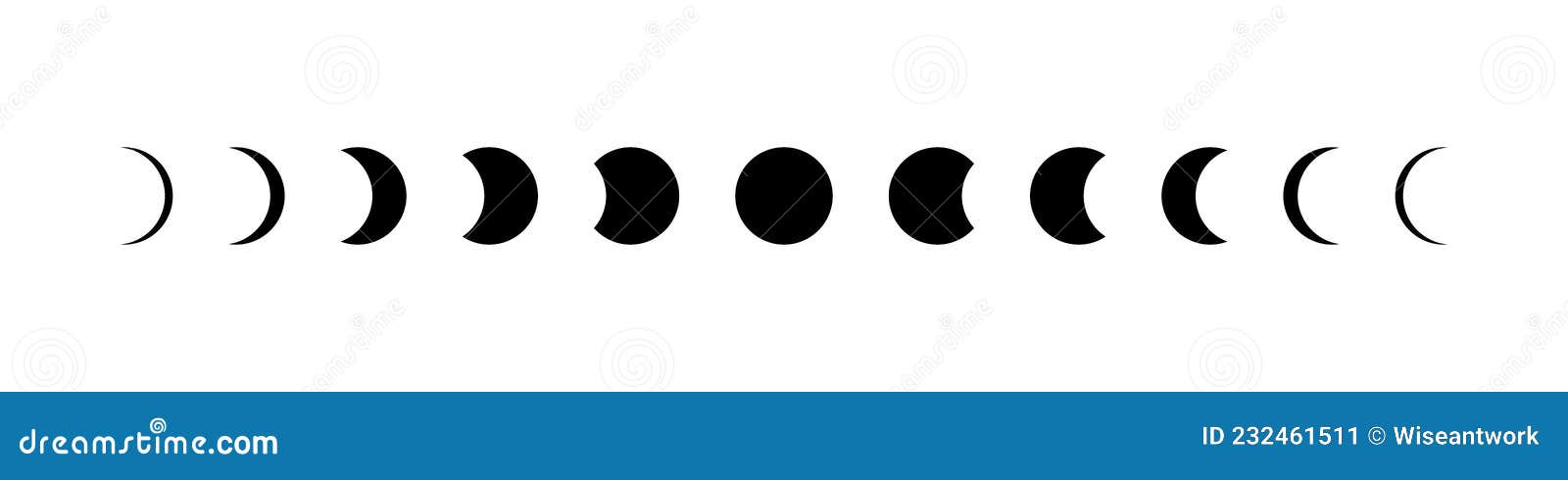 moon phase. icon of lunar cycle. stage of moon. phase of eclipse of sun.  of full, half, crescent, quarter of star. astronomy