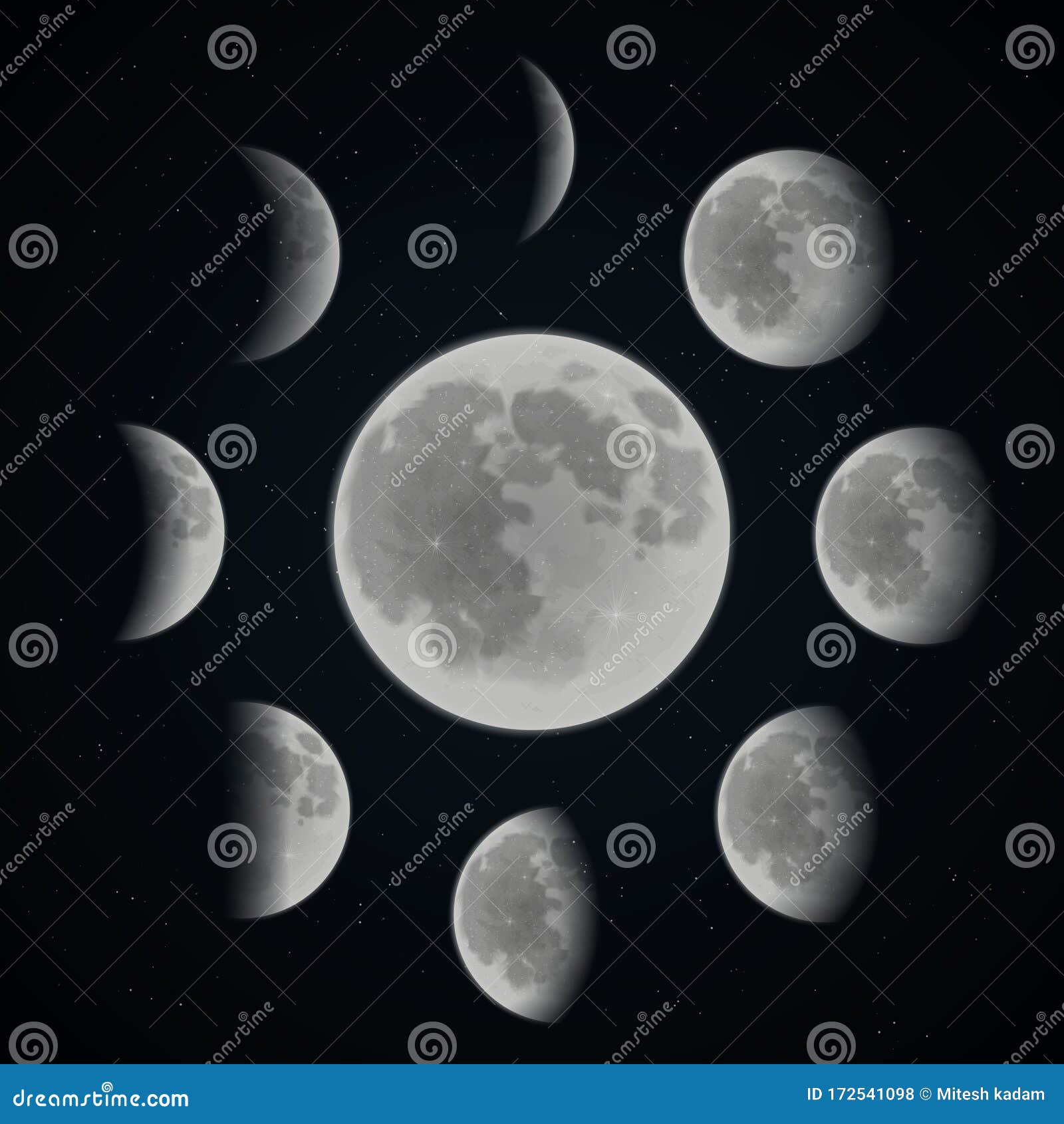 Beautiful Shapes of Moon Phase Set Stock Illustration - Illustration of ...