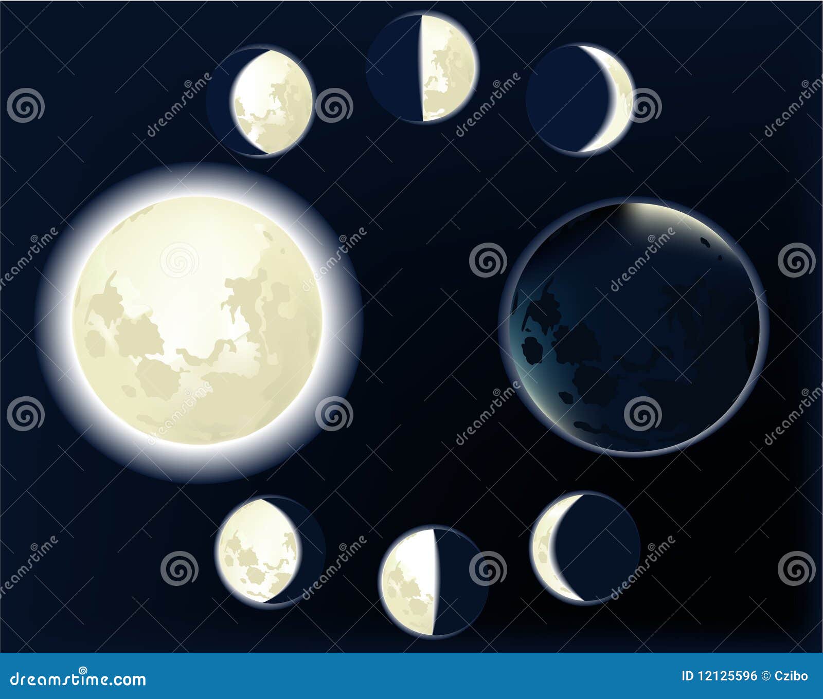Moon phases stock vector. Illustration of orbit, celestial - 12125596
