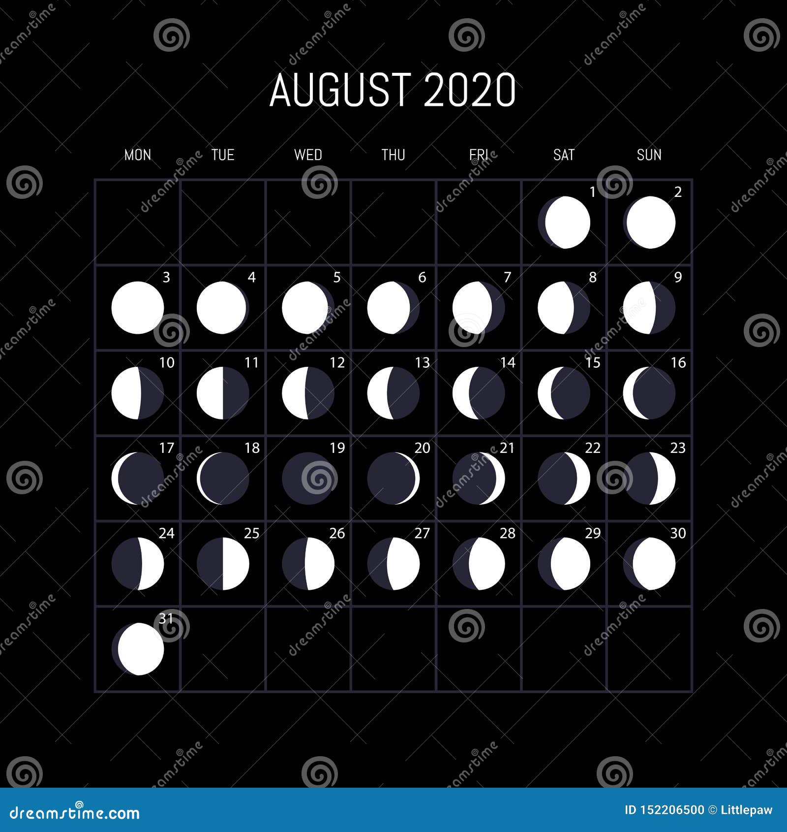 moon-phases-calendar-for-2020-year-august-night-background-design