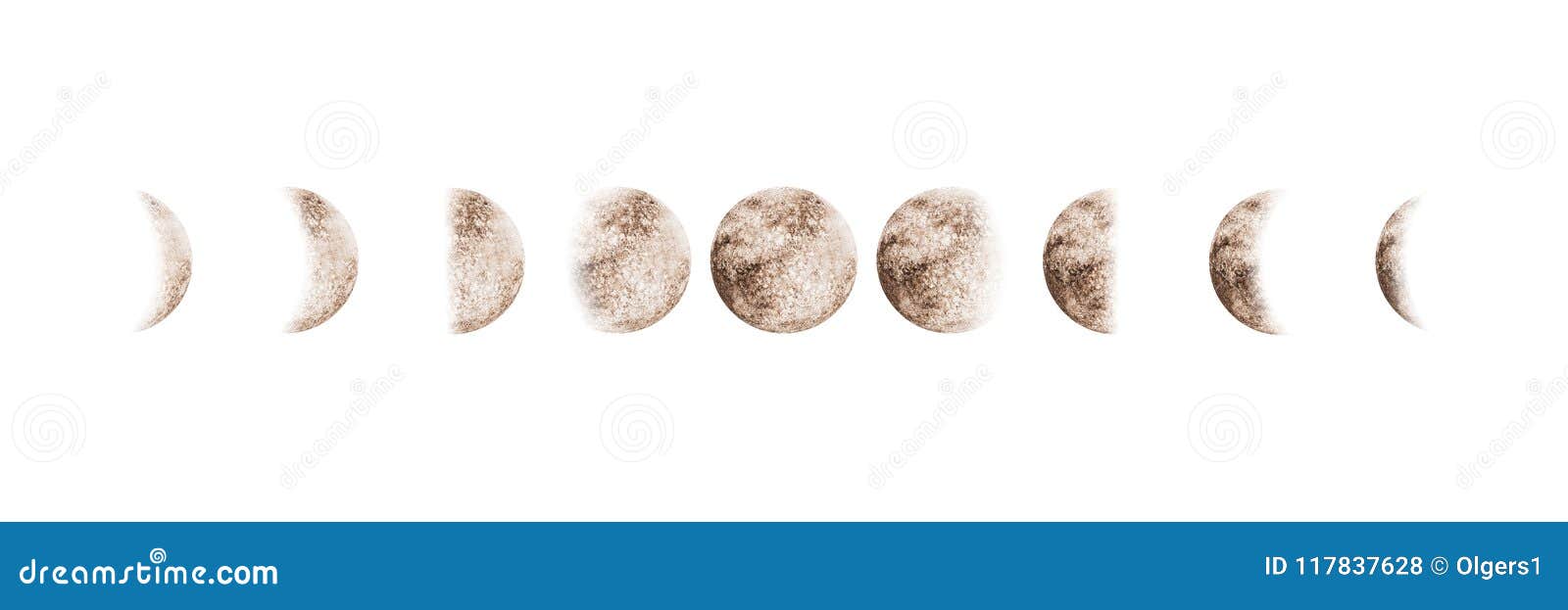 Moon Phases Set Watercolor Isolated Stock Photo Image Of Mystery