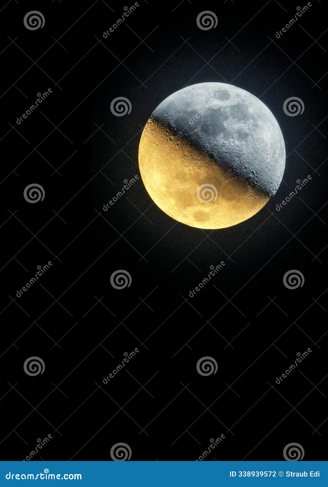 The Moon - Same Side, Different Temperature Colors Stock Photo - Image ...