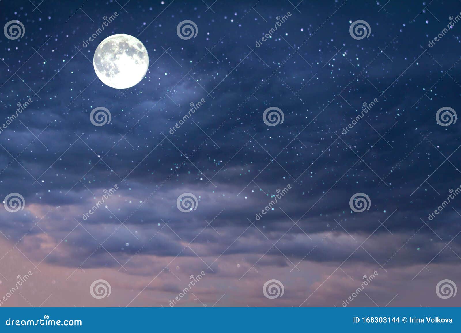 Moon and Stars on Starry Sky Blue Nature Background Landscape Stock Photo -  Image of clouds, planet: 168303144