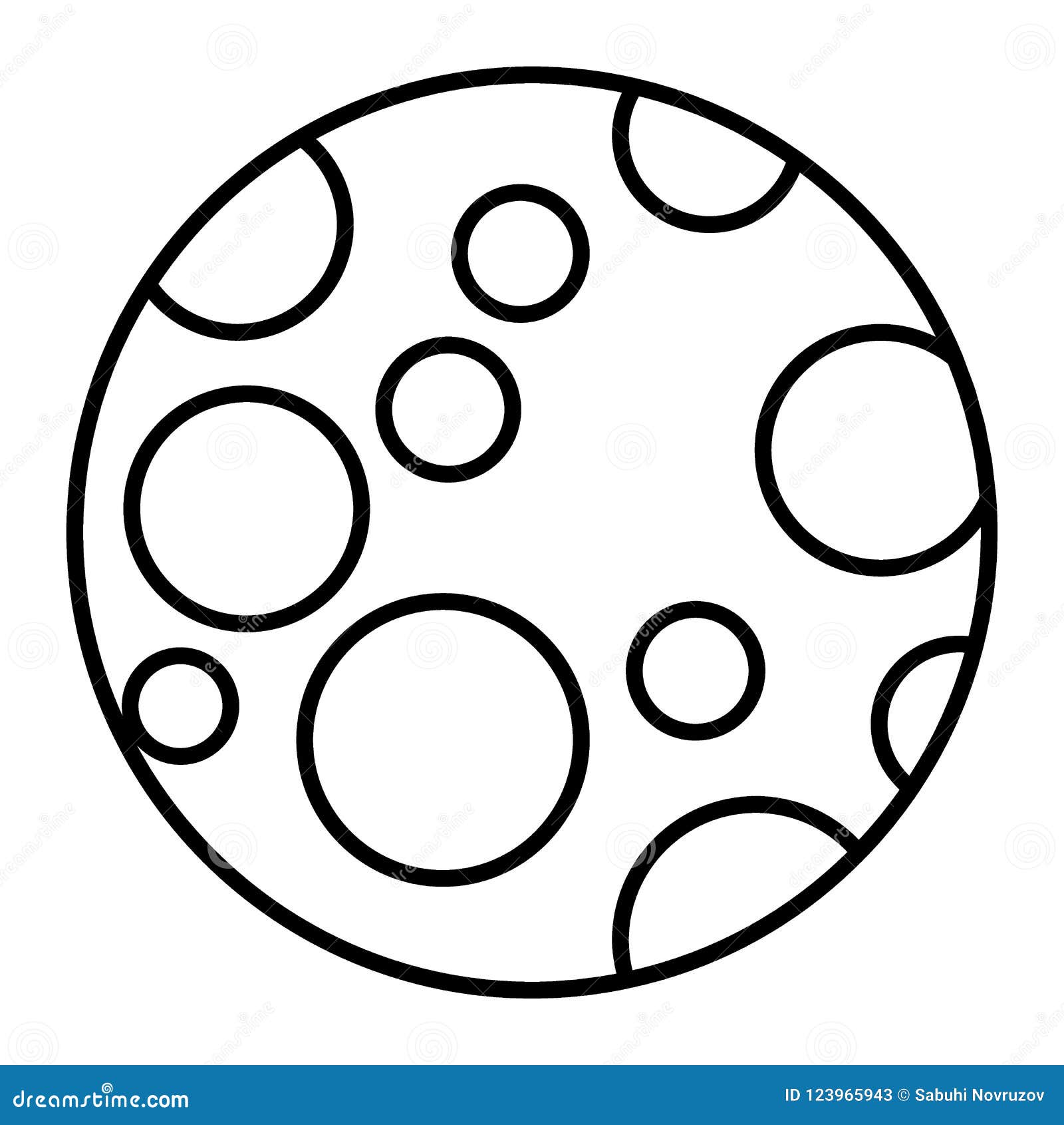 Moon Thin Line Icon. Astronomy Vector Illustration Isolated On White. Moon With Craters Outline ...