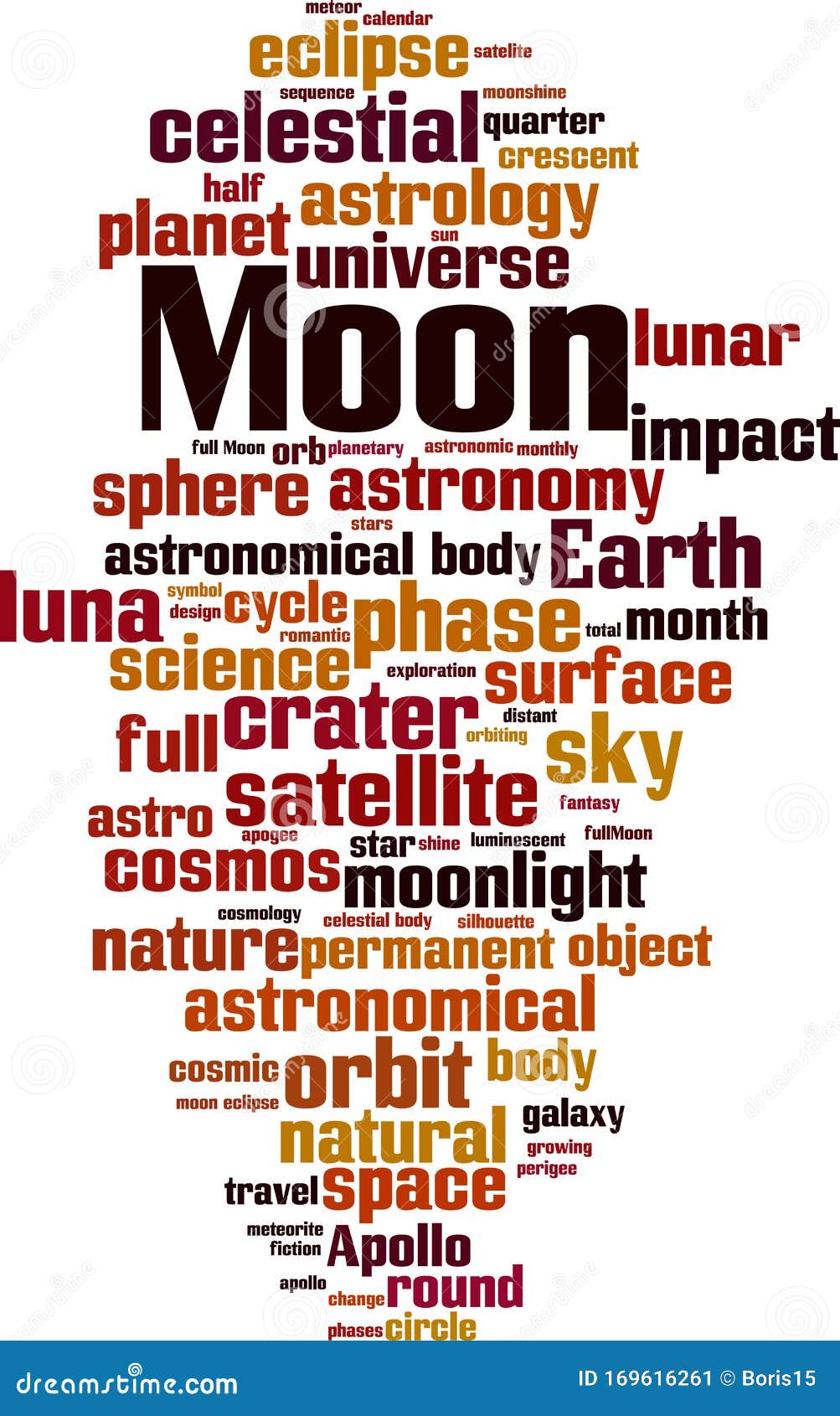 Moon word cloud stock vector. Illustration of satellite 169616261