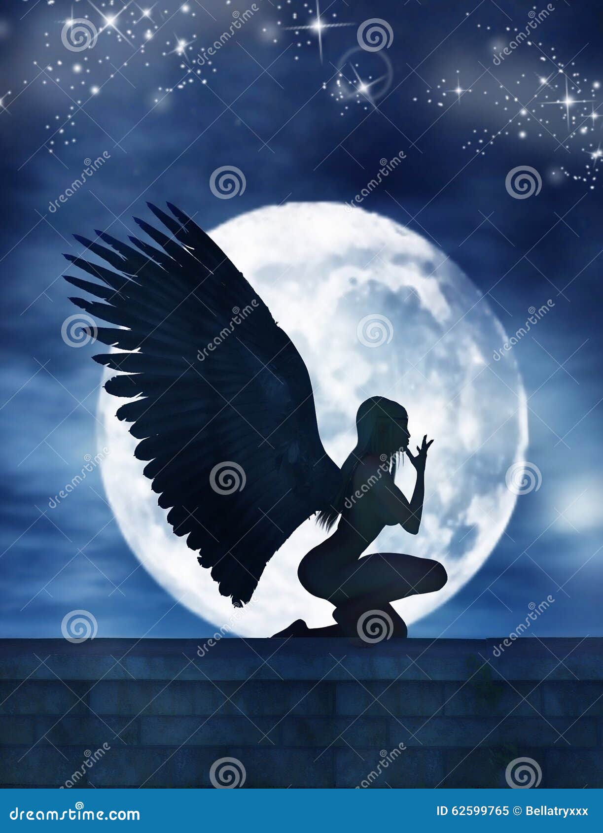 Beautiful Young Girl, she is a Black Angel of Death with a Magic Staff in  Her Hands, Barefoot Hovering in the Middle of an Stock Illustration -  Illustration of angel, girl: 214908511