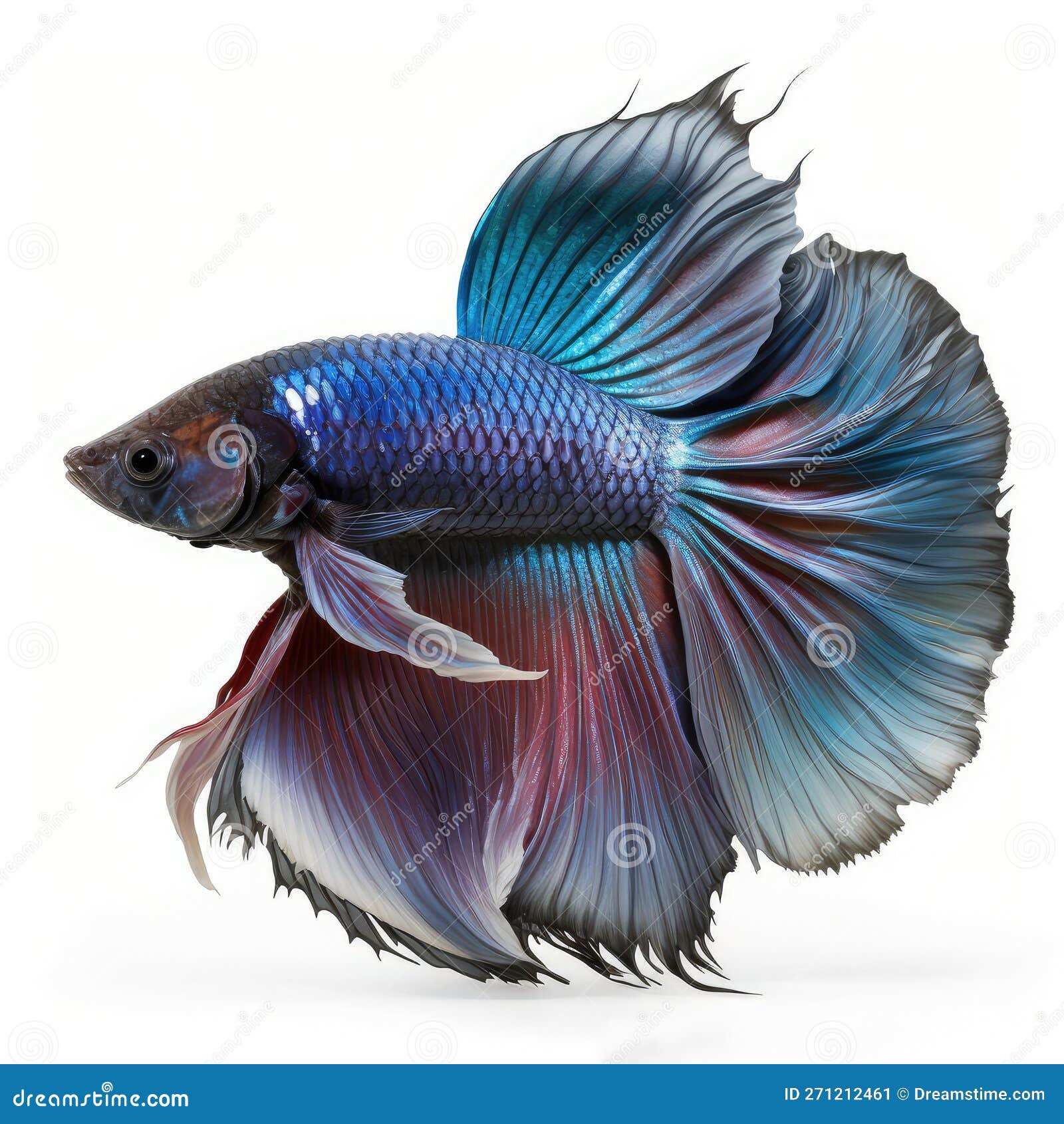 halfmoon betta fish. popular fish.  on white background.