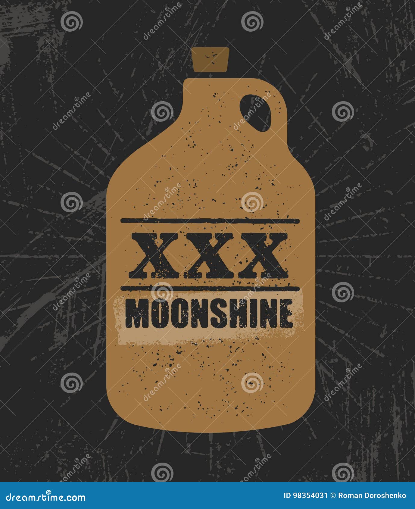 Moonshine Jug Pure Original Corn Spirit Creative Artisan Illustration