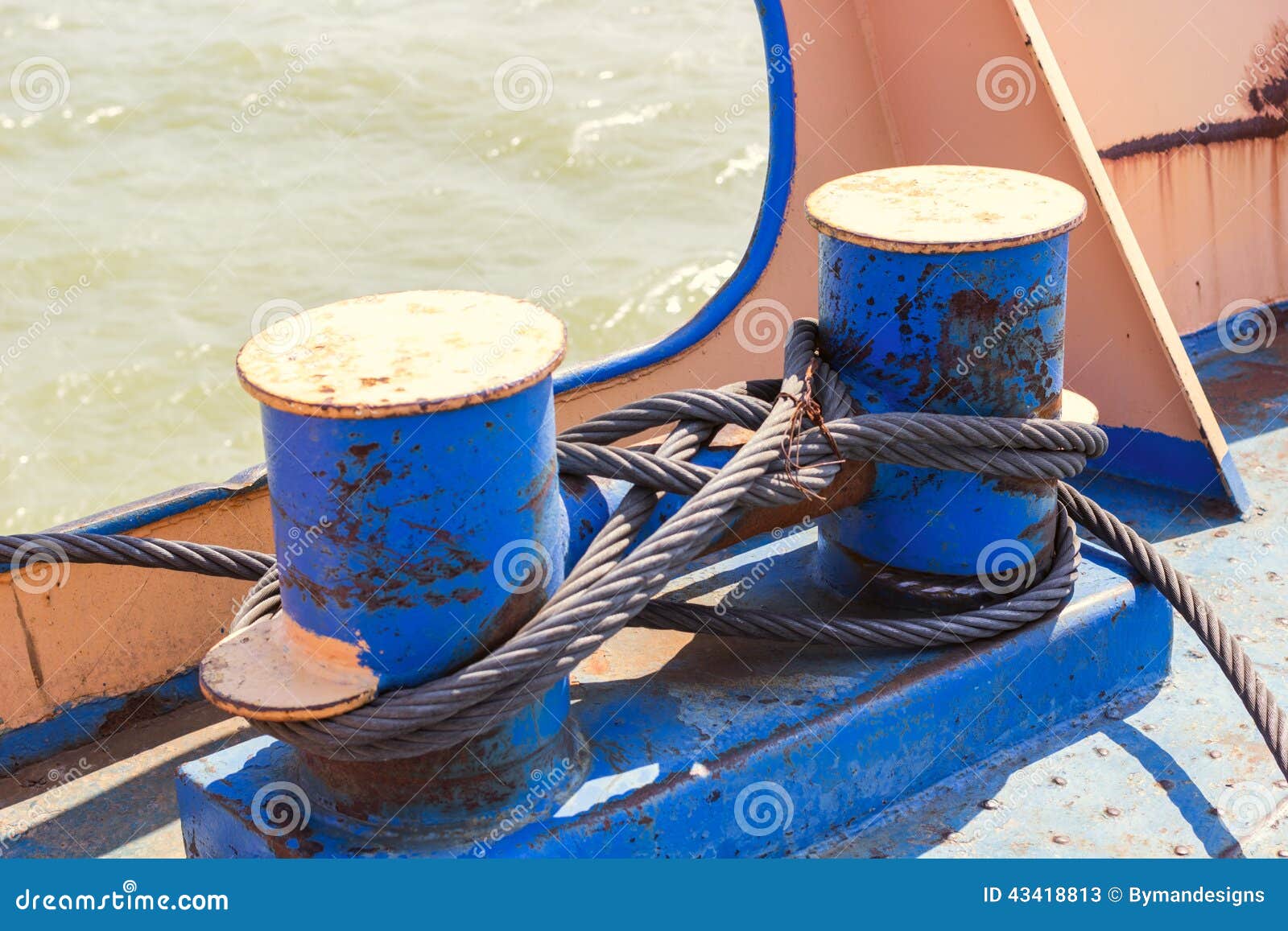 Mooring Bollard with Wire Ropes Stock Image Image of port, nautical