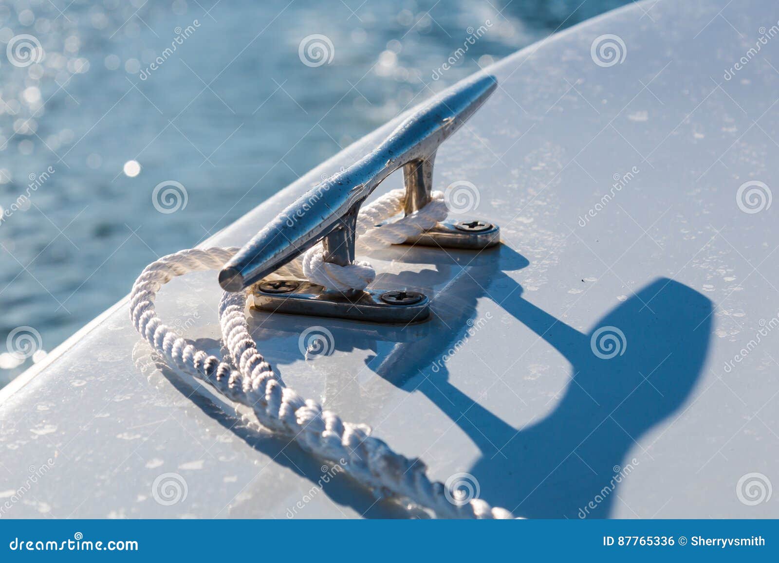 Mooring Cleat with Rope on Boat Stock Photo Image of ocean, marina