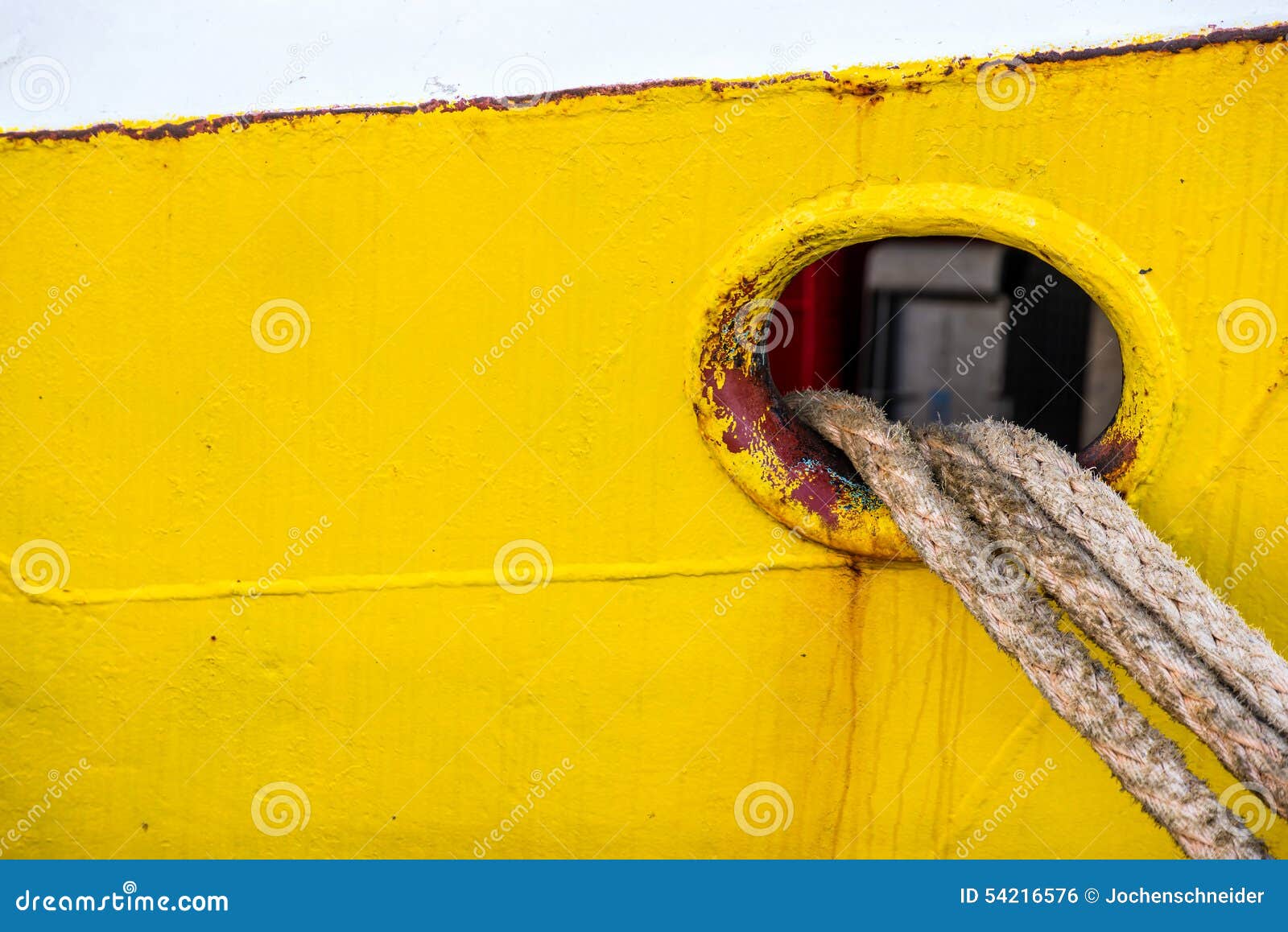 Mooring line of a trawler stock photo. Image of tied 54216576