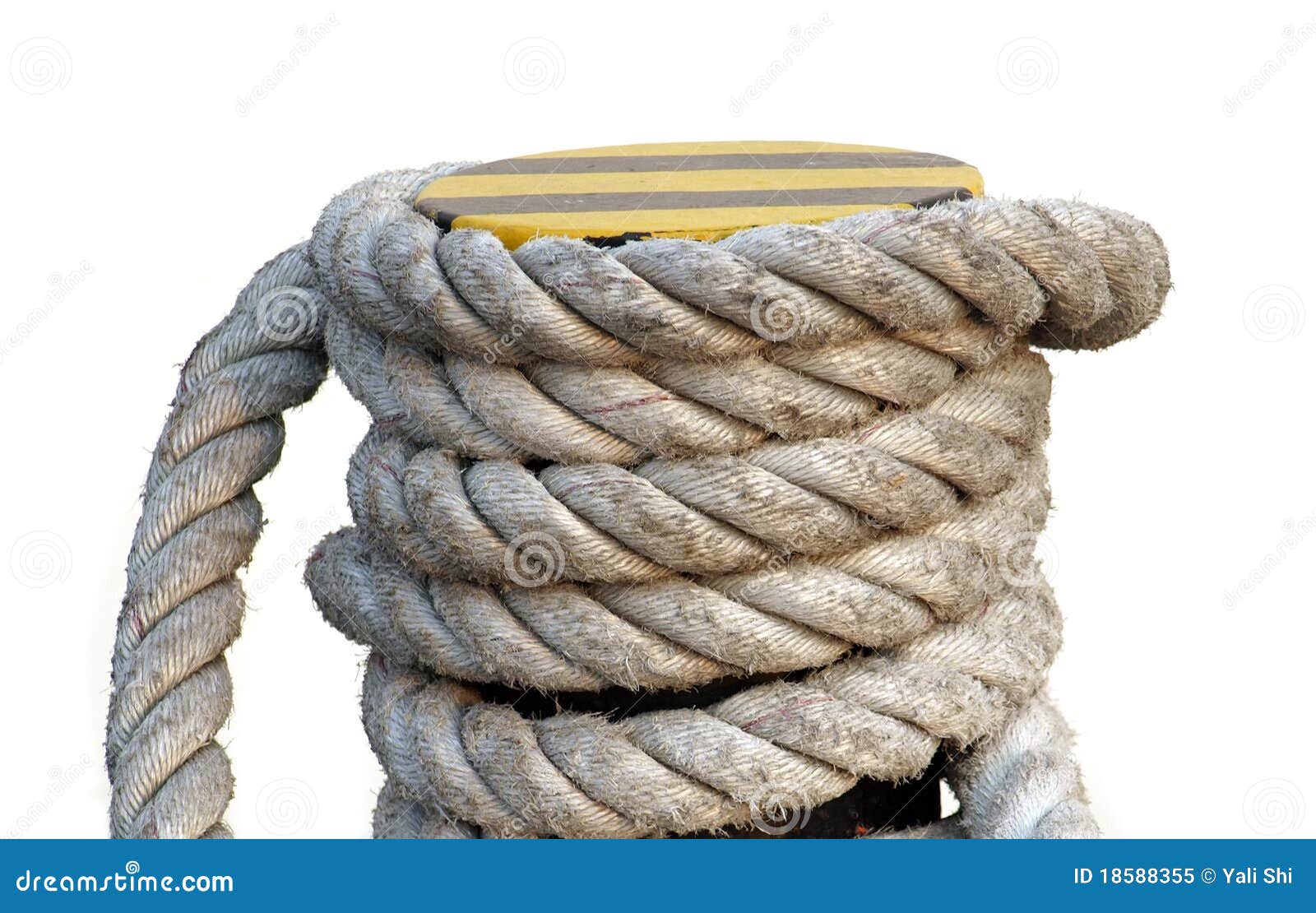 Mooring Post with Large Rope Stock Image - Image of firm, line