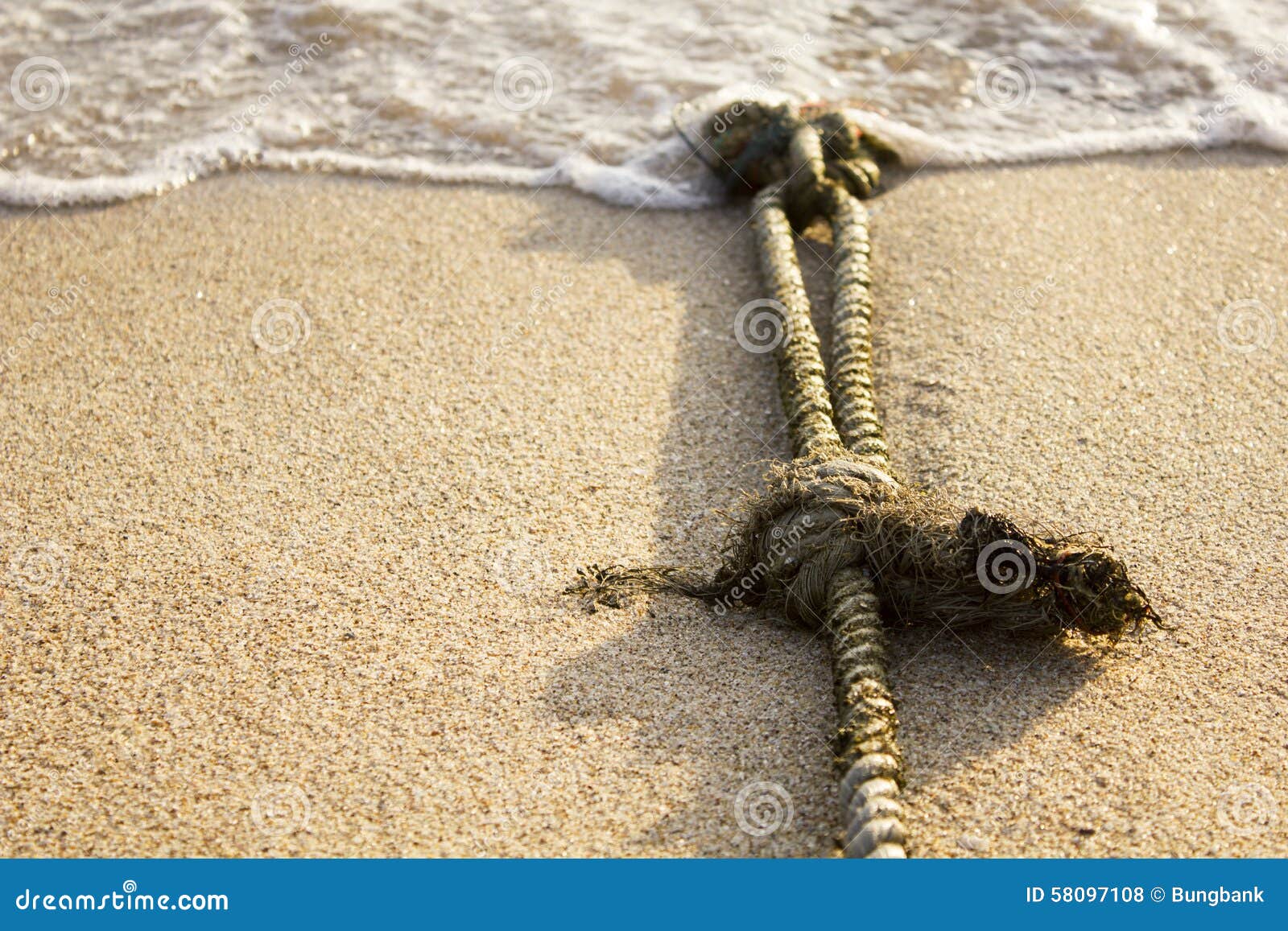 Mooring Rope with Knots on Fine Sand Stock Photo Image of concept
