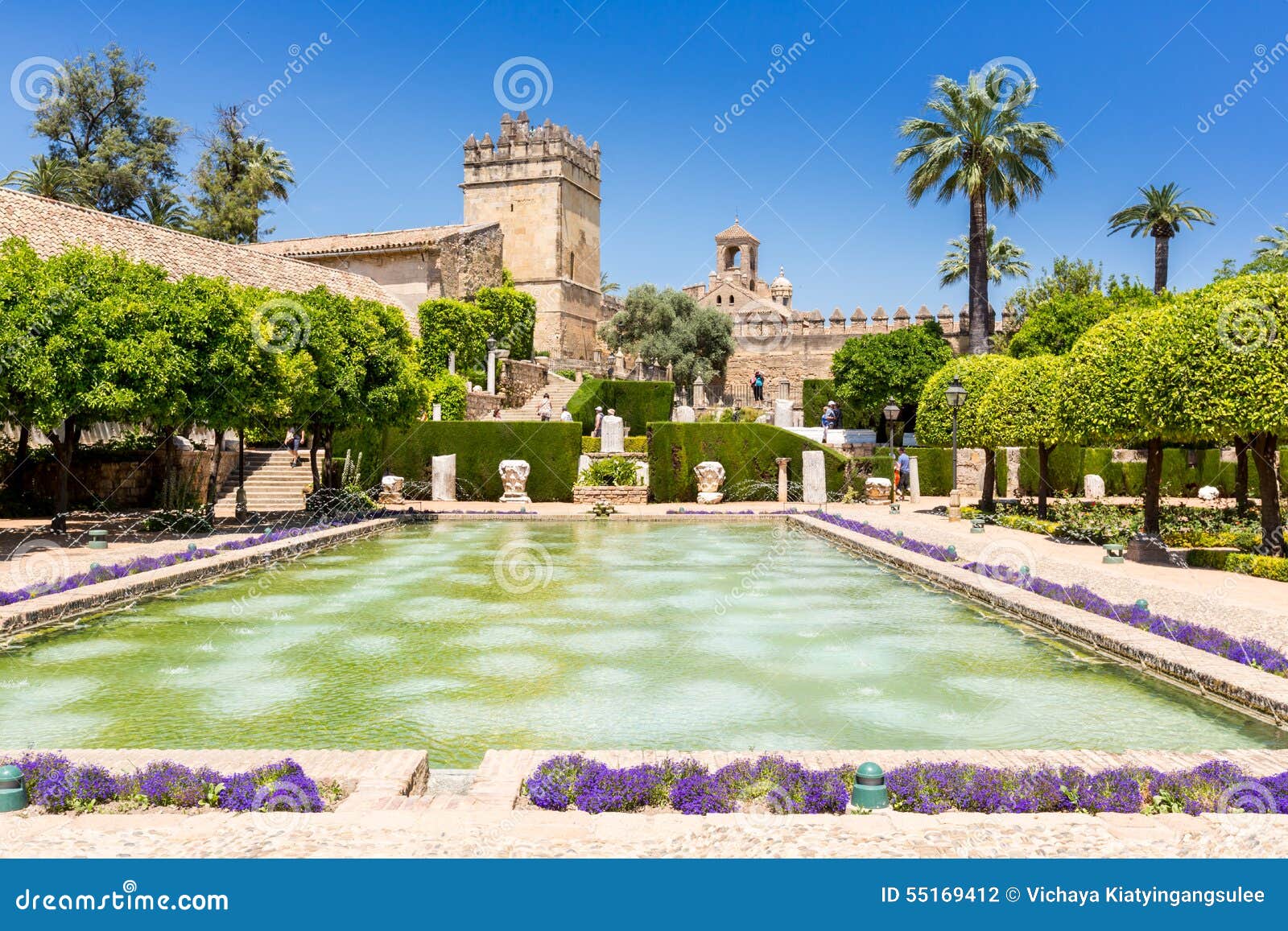 Moorish style garden stock photo. Image of famous, blue - 55169412